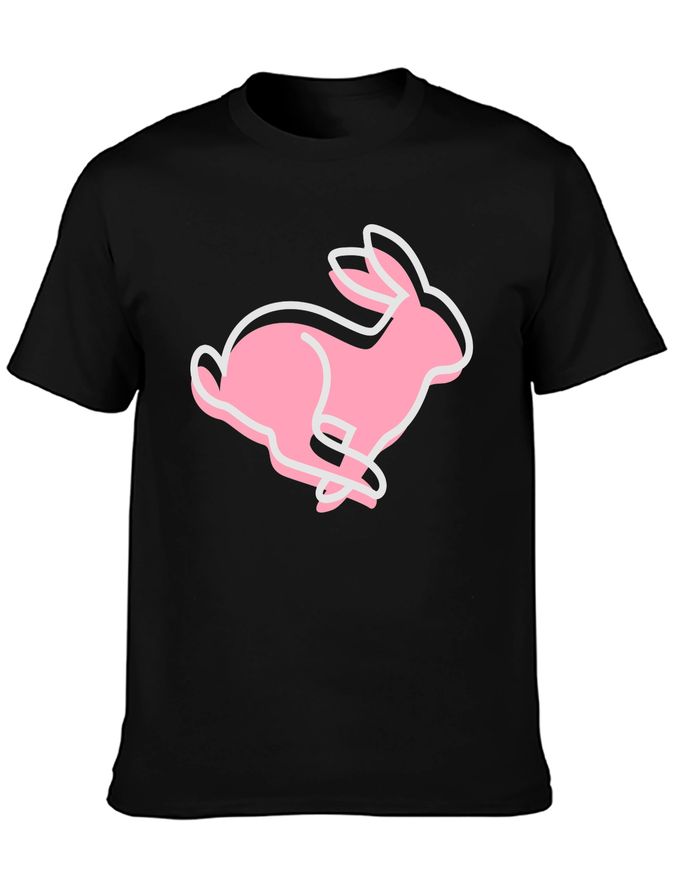 Black Pink Bunny Graphic Tee - Soft Cotton Blend view 3