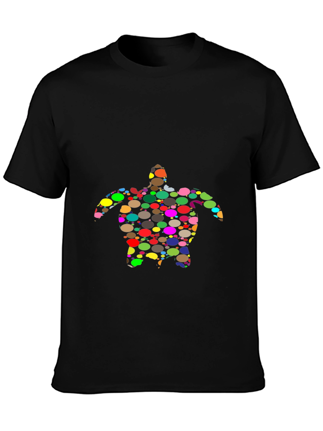Black Funky Turtle Graphic Tee - Black Casual T-Shirt view 3