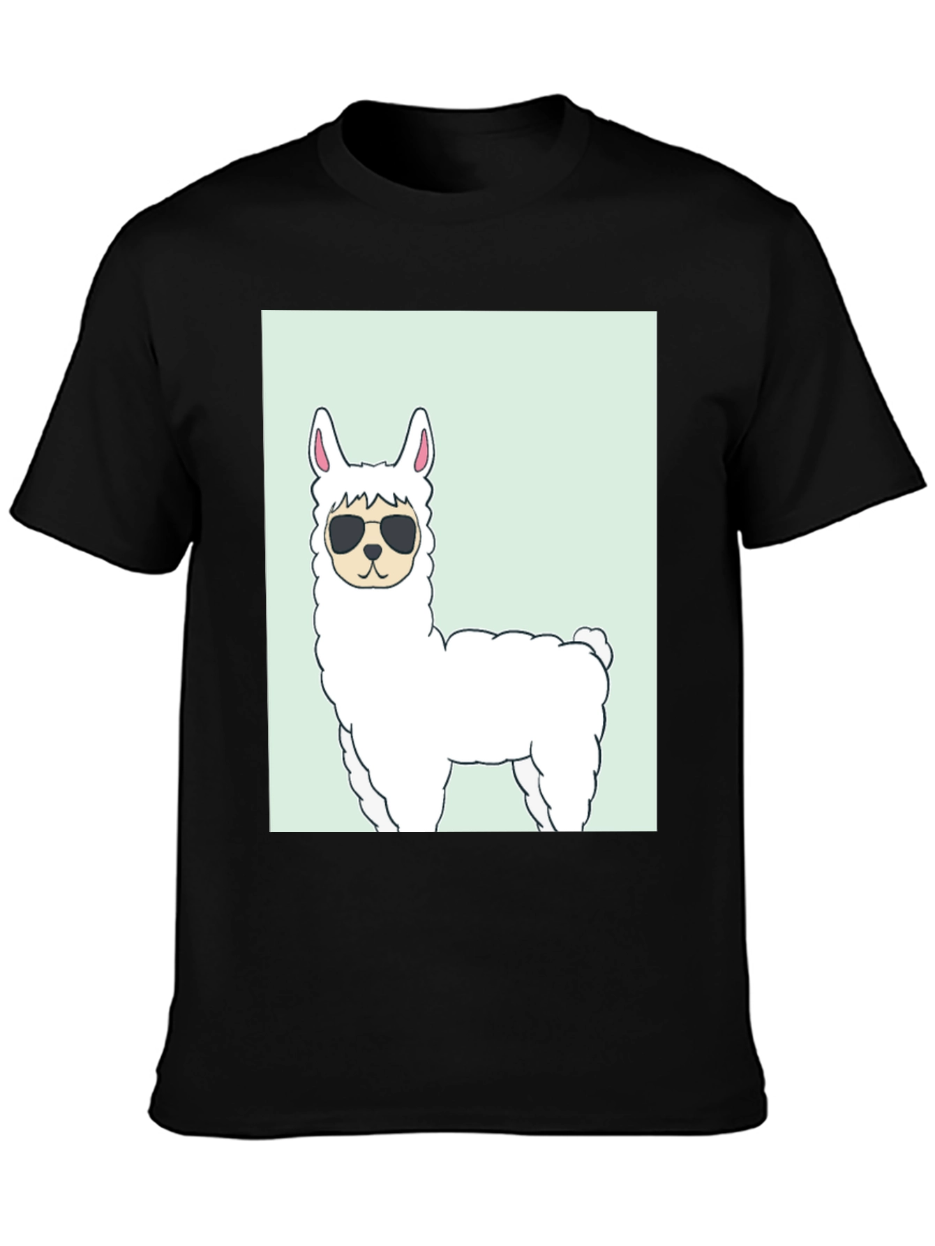 Black Cool Llama Graphic T-Shirt - Black view 3