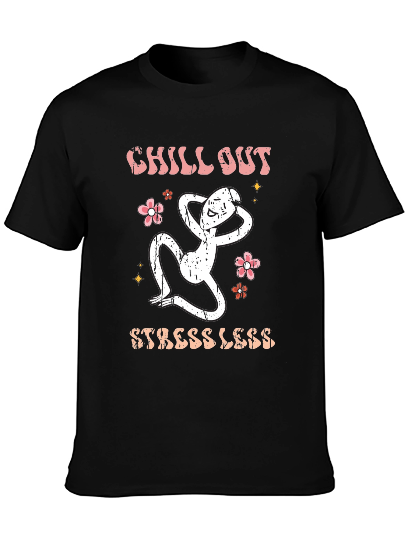Black Chill Out Stress Less Graphic Tee view 3