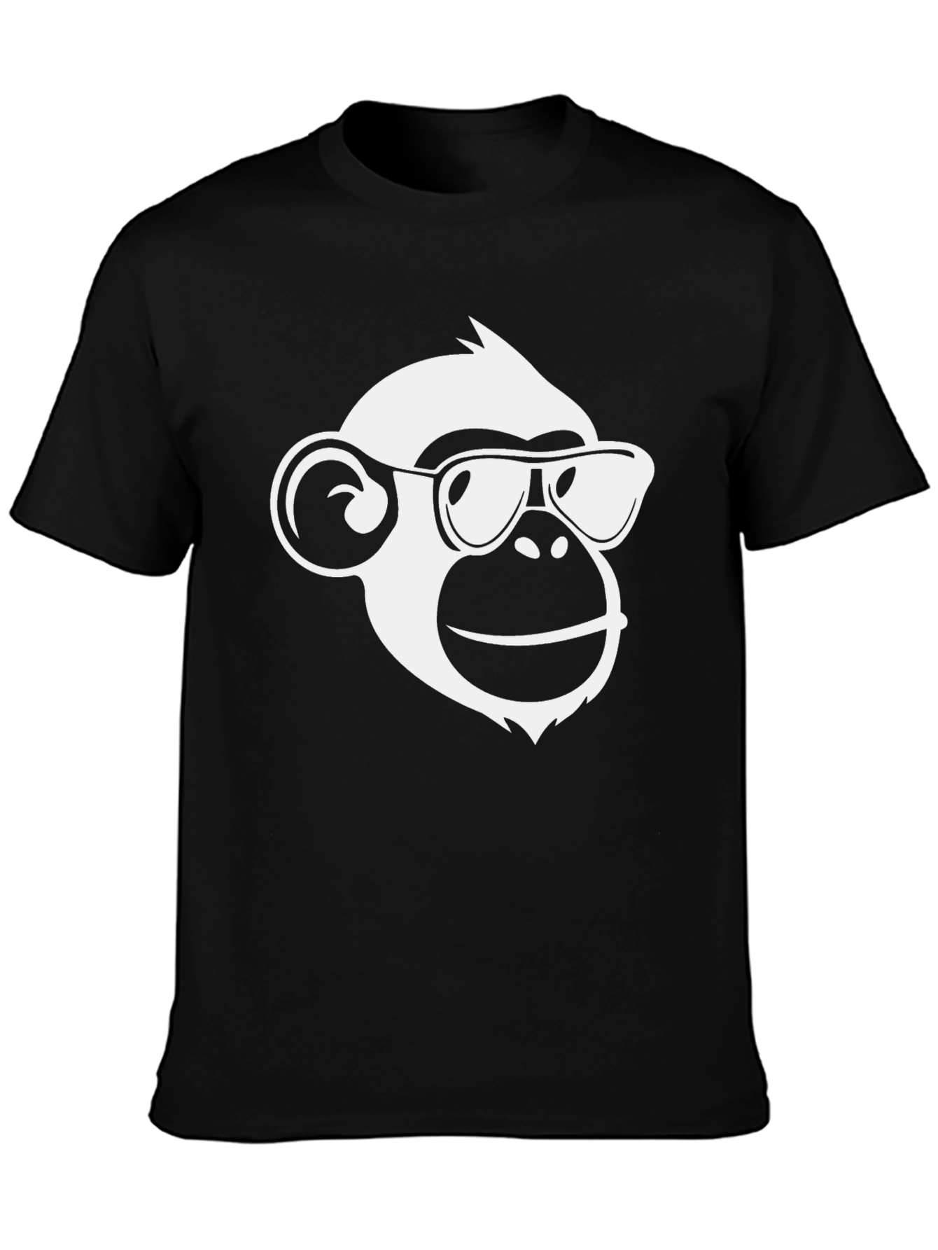 Black Cool Monkey Graphic Tee - Black Cotton Blend Shirt view 3