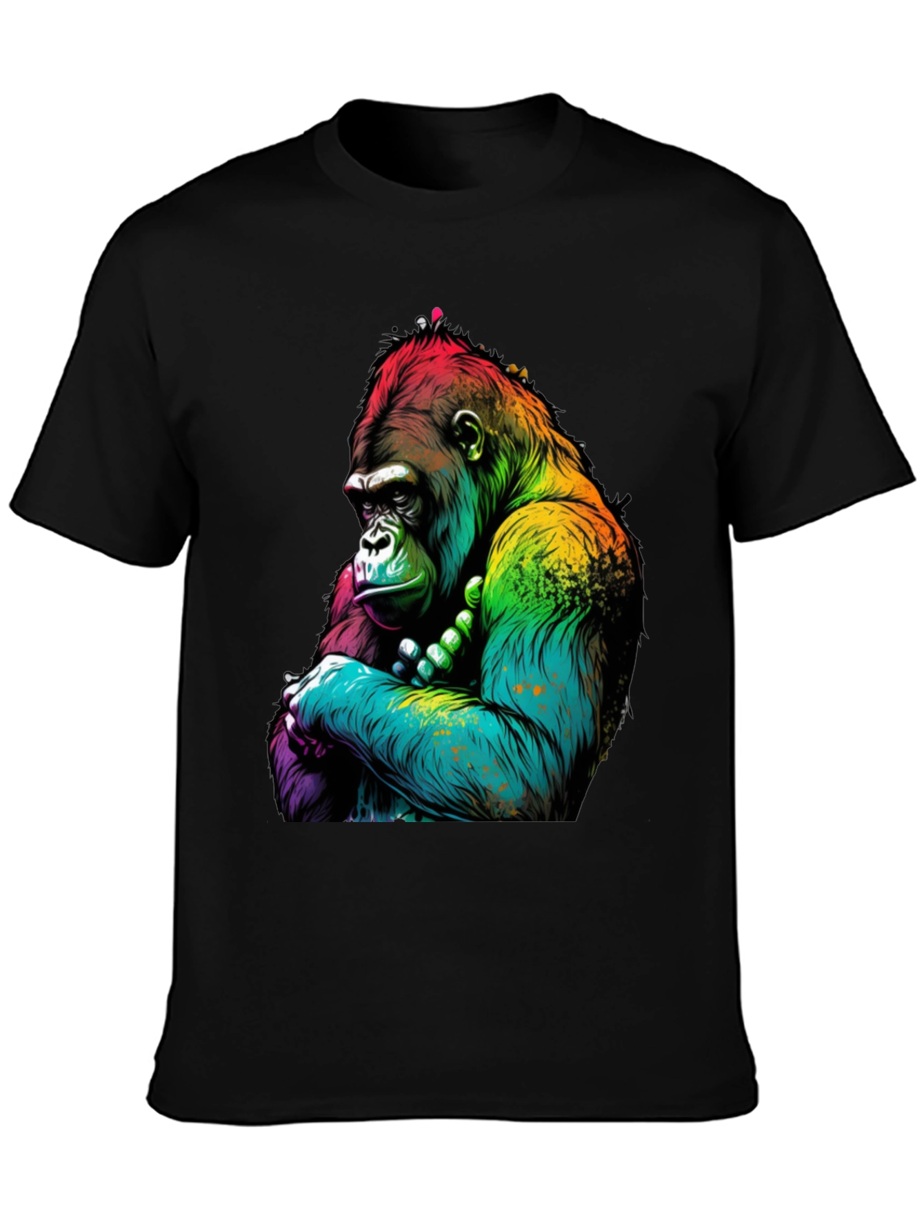 Black Rainbow Gorilla Graphic Tee - Bold Ape Design view 3