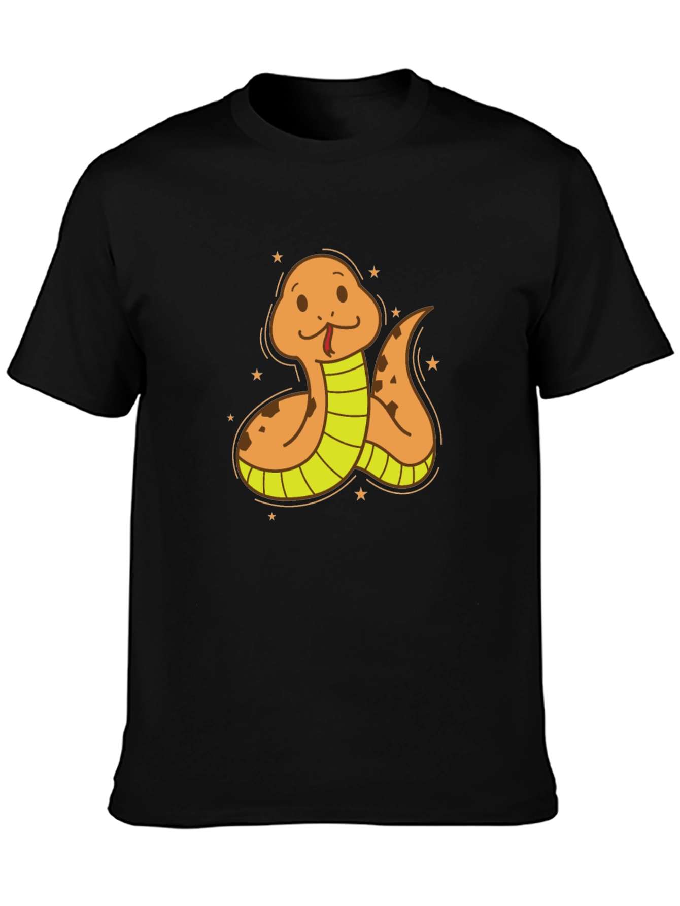 Black Cartoon Snake Graphic Tee - Soft Cotton Blend view 3