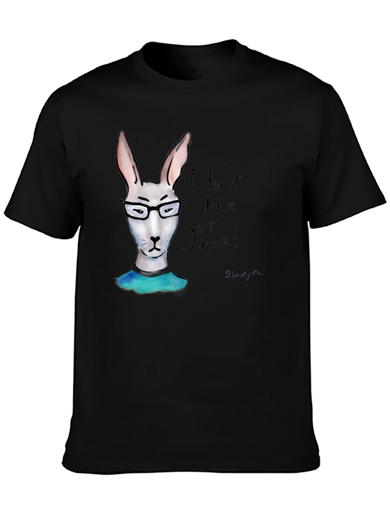 Black Funny Bunny Black T-Shirt - I Don't Like Your Tone view 3