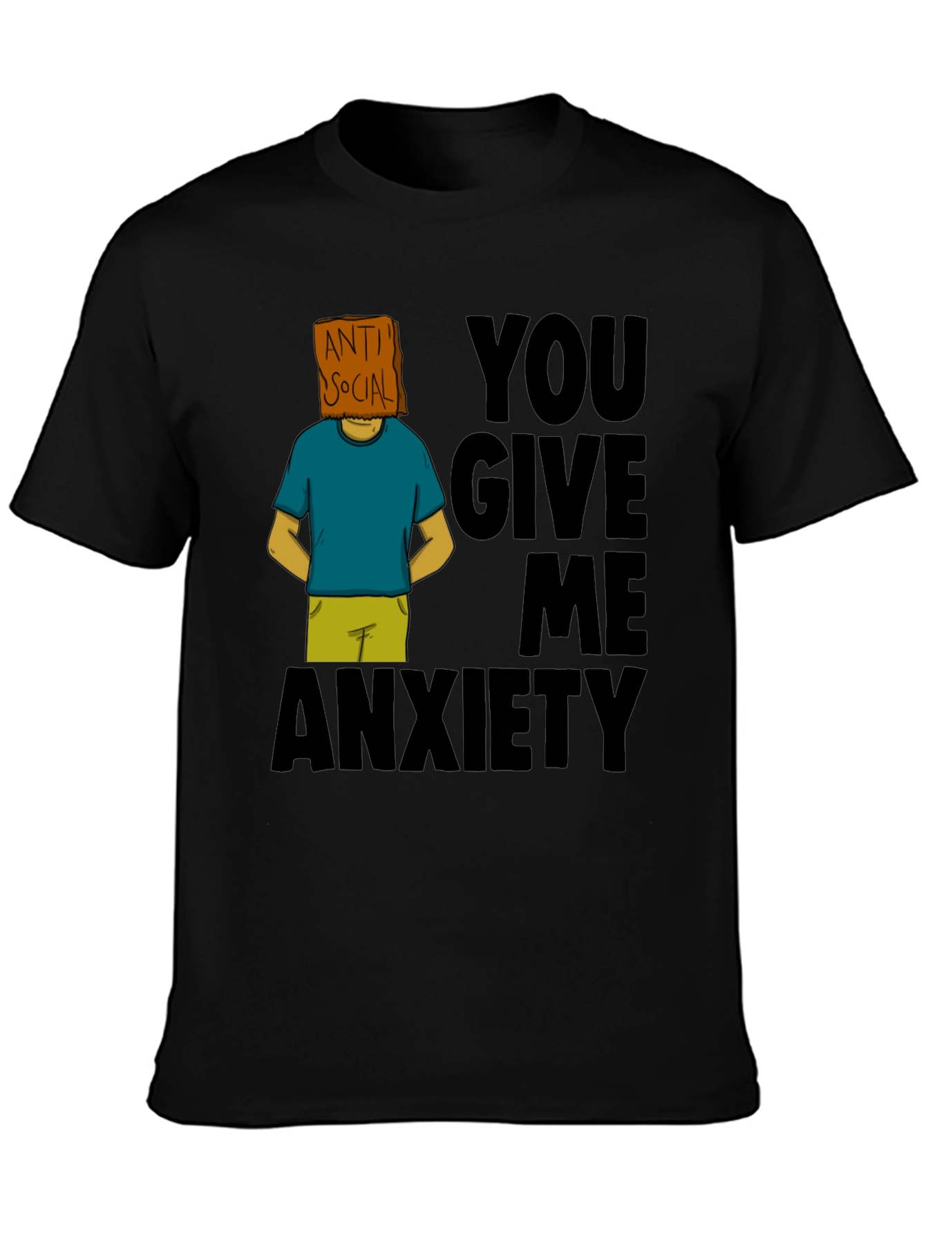 Black Anti-Social Anxiety Graphic T-Shirt - Black view 3