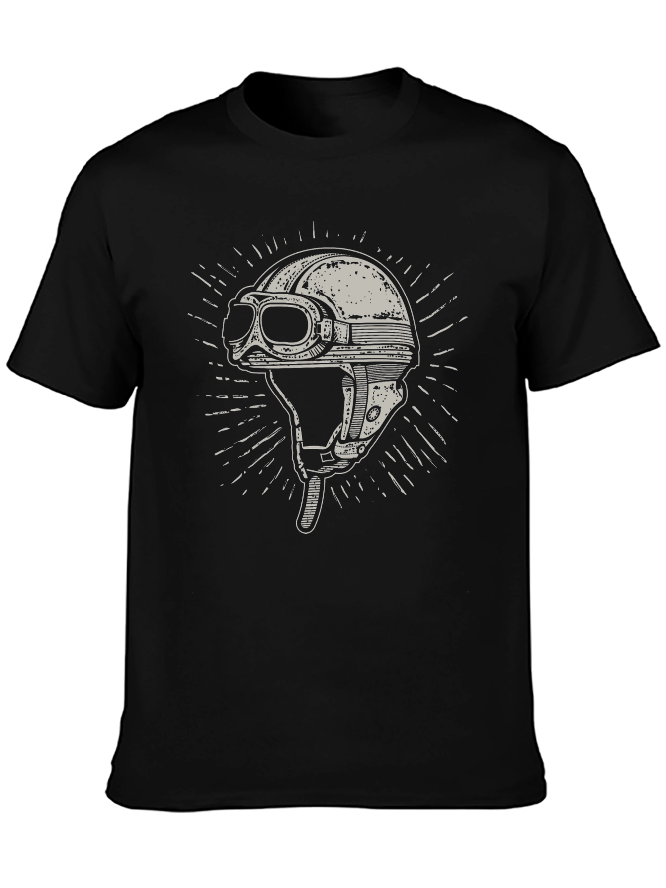 Black Vintage Motorcycle Helmet Graphic T-Shirt view 3
