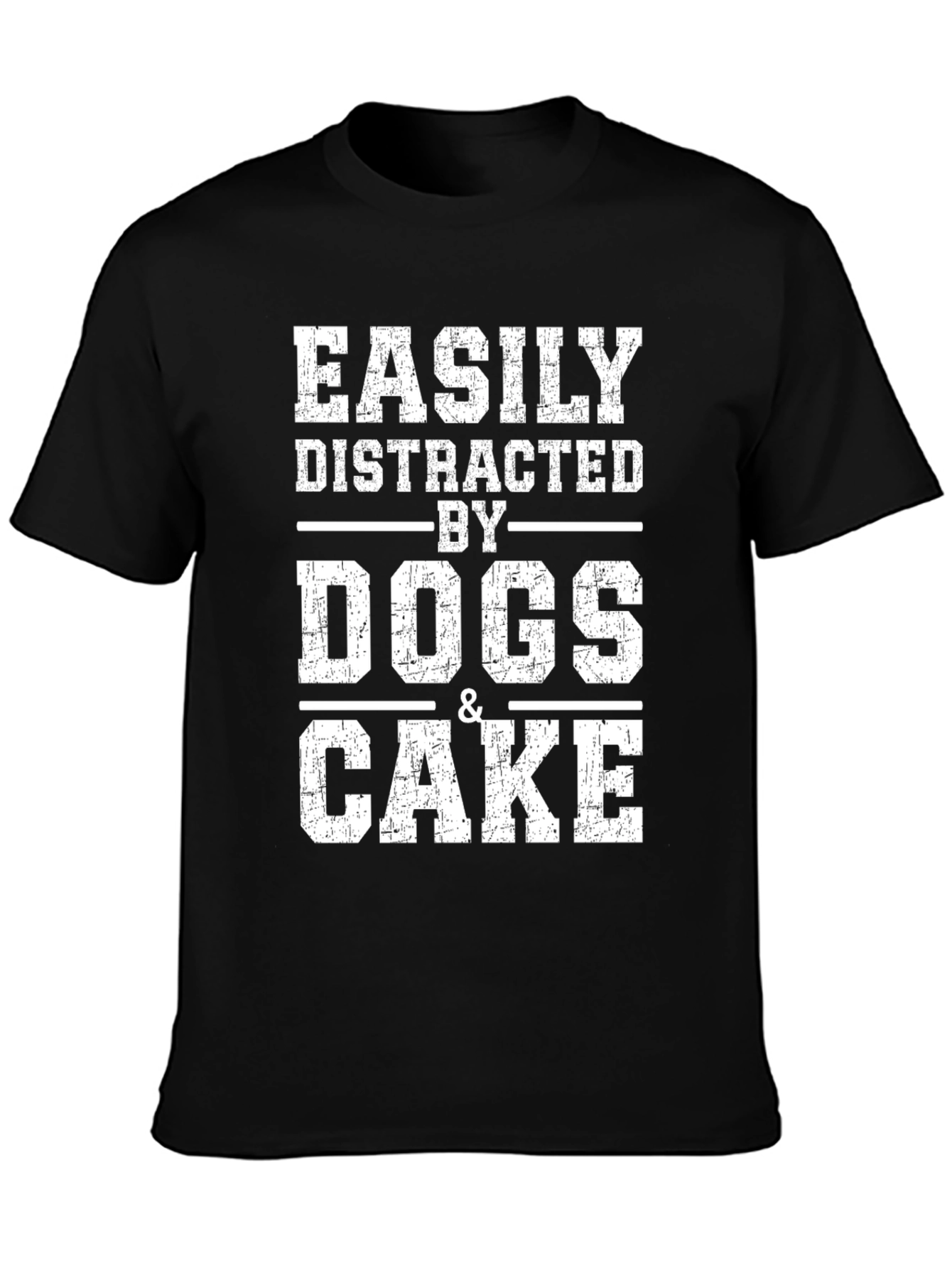 Black Easily Distracted By Dogs & Cake Black T-Shirt view 3