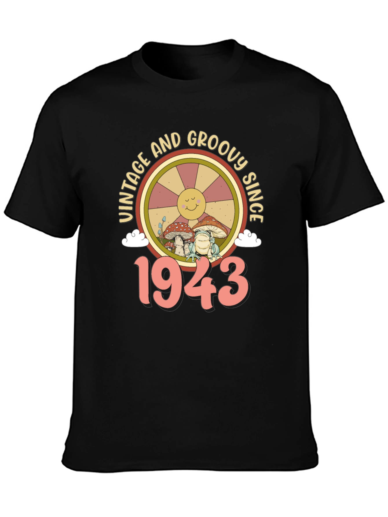 Black Vintage Groovy Since 1943 Graphic T-Shirt view 3