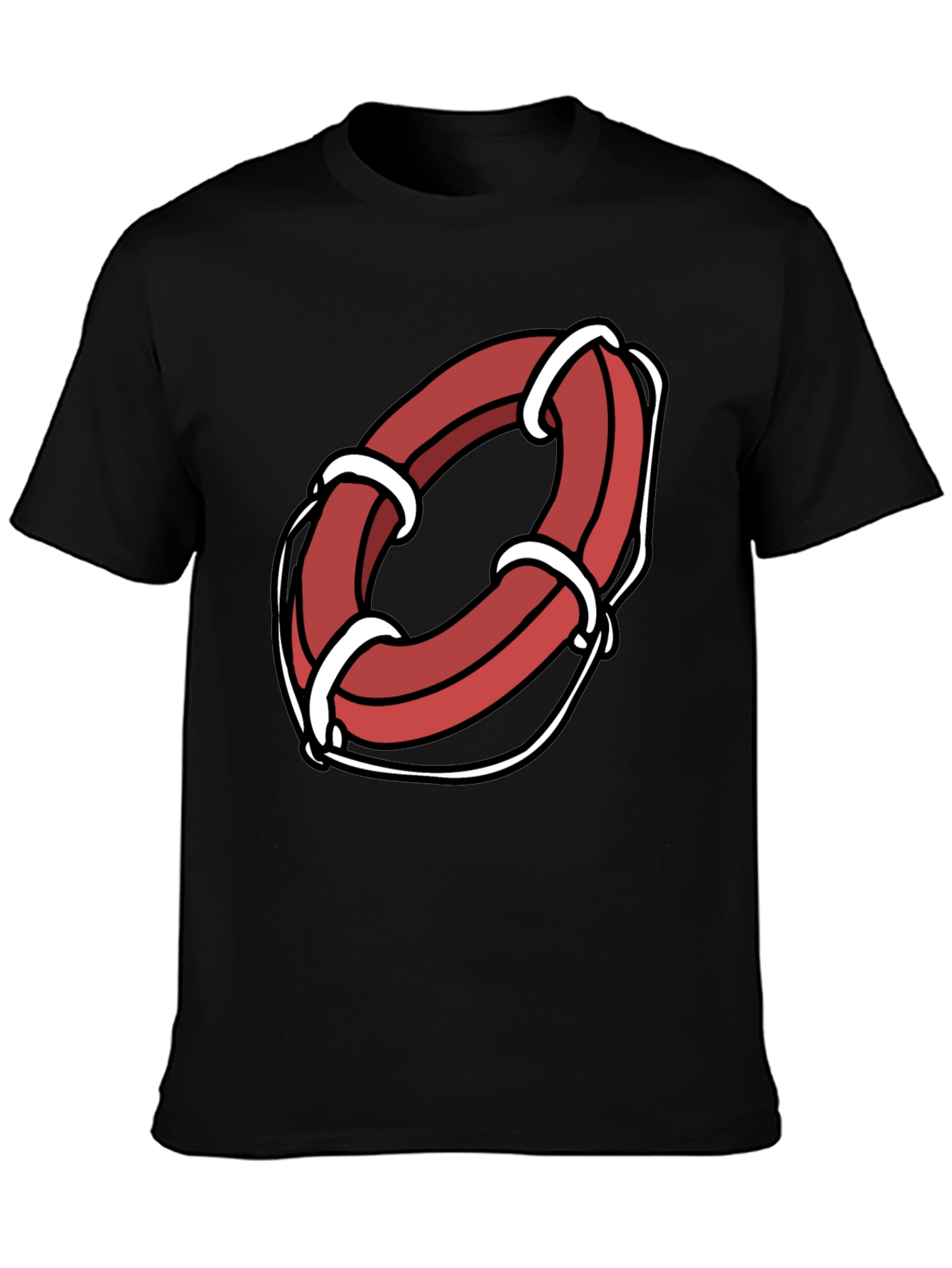 Black Cartoon Life Preserver Graphic Tee view 3