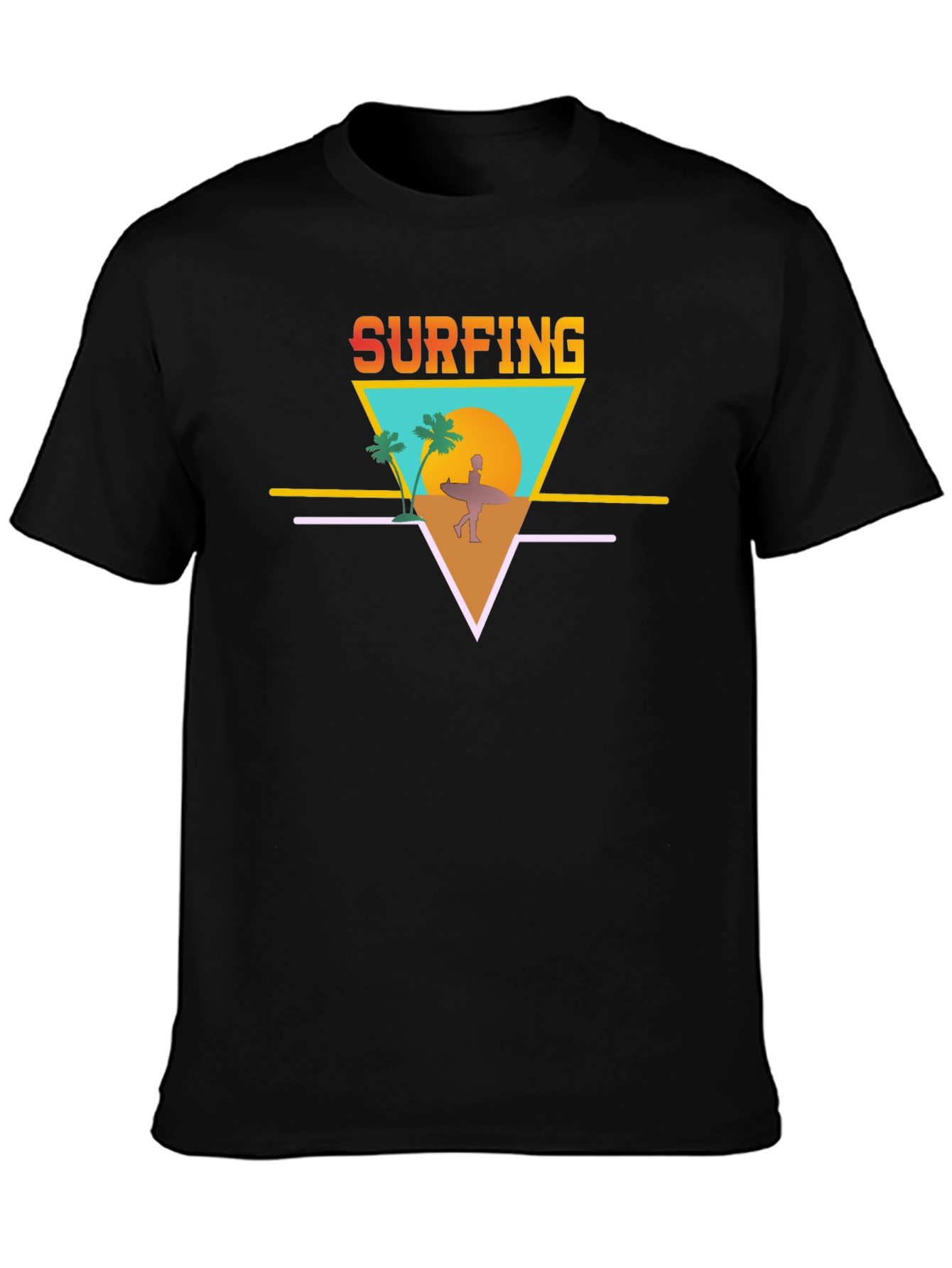 Black Surfing Graphic Tee - Retro Summer Vibes view 3
