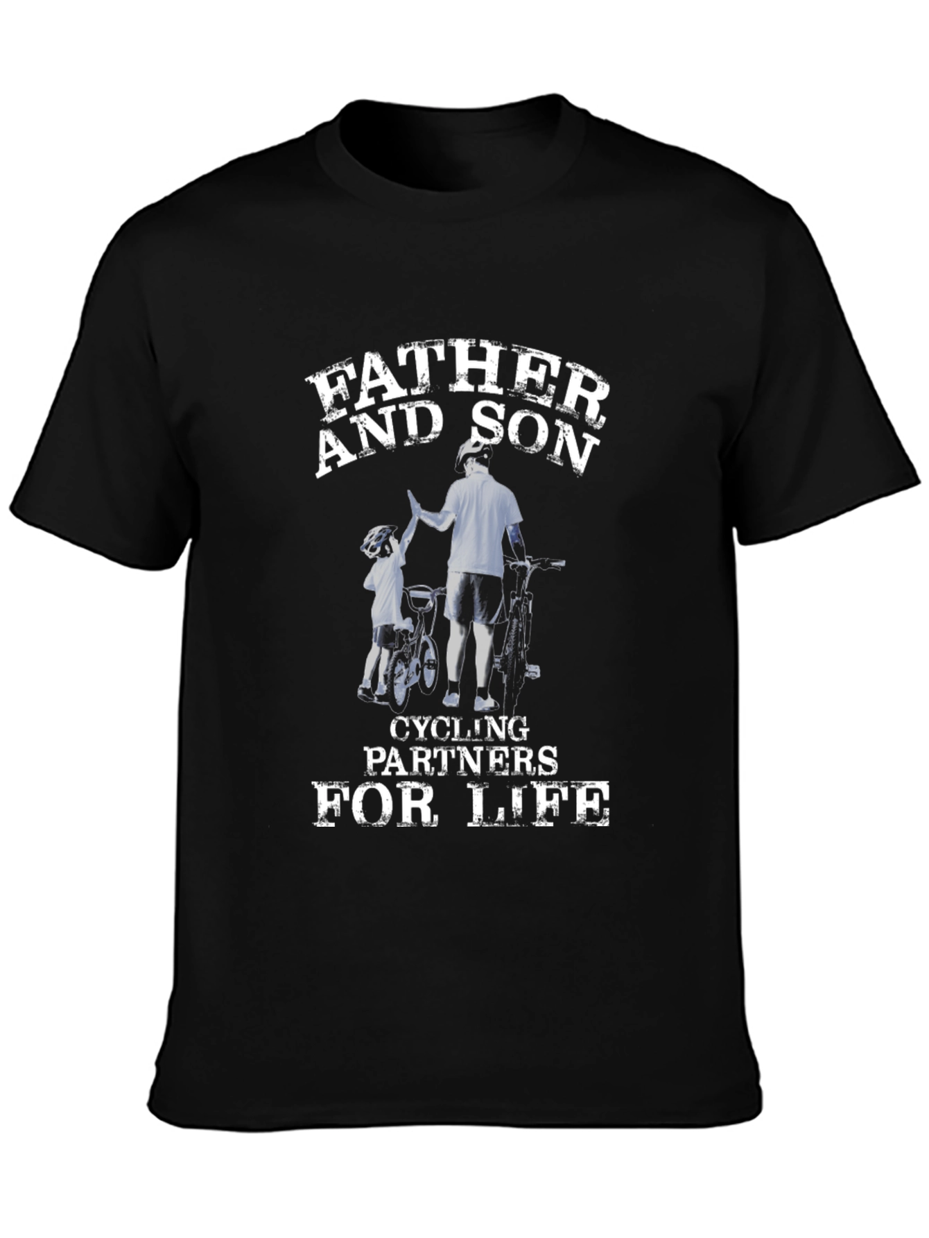 Black Father and Son Cycling Partners Black T-Shirt view 3