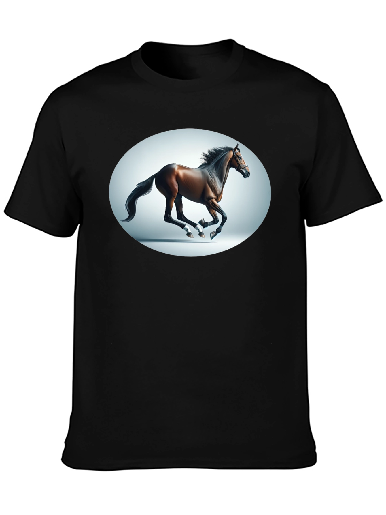 Black Galloping Horse Graphic Tee - Black view 3