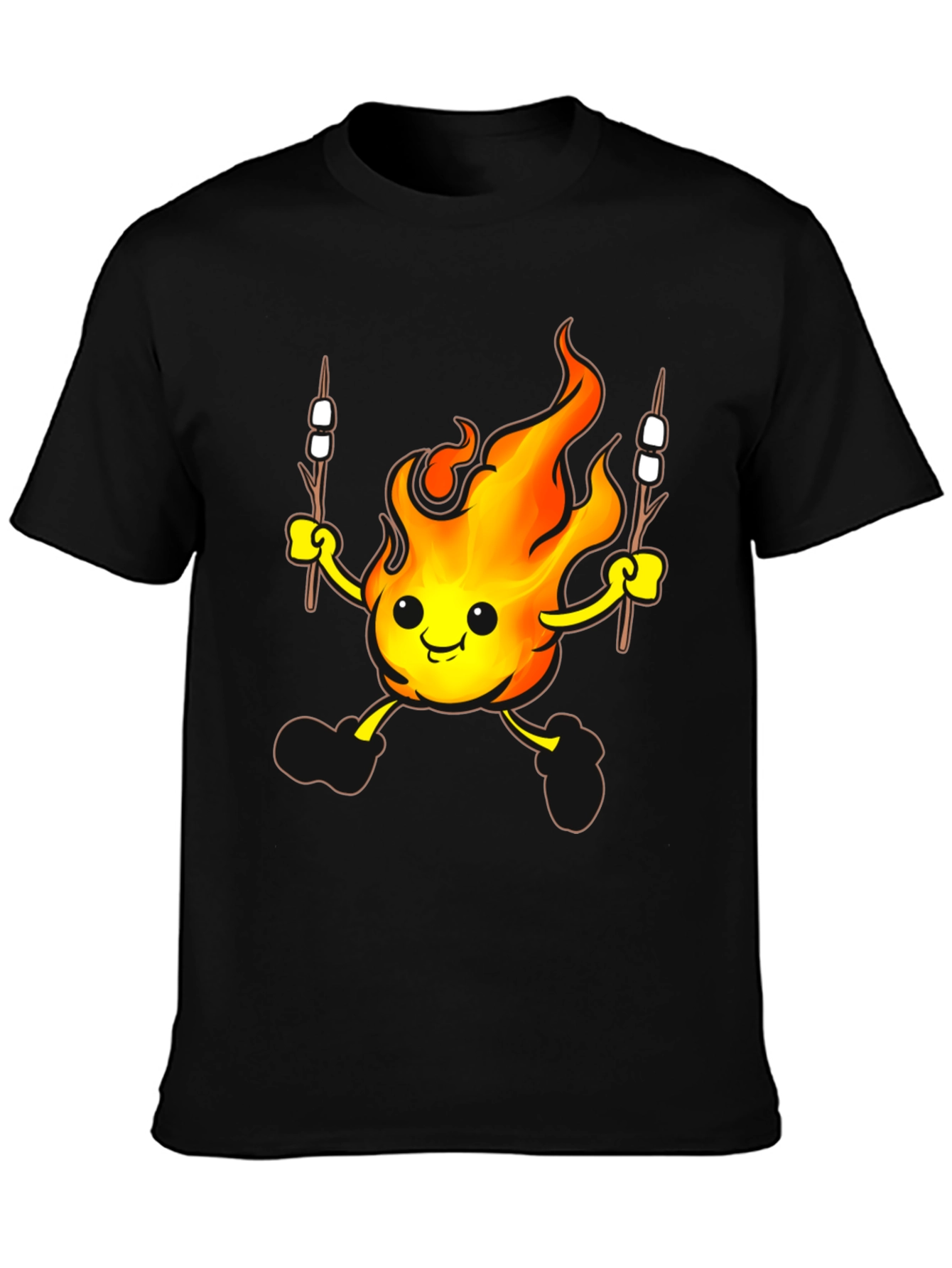 Black Funny Campfire Marshmallow T-Shirt view 3