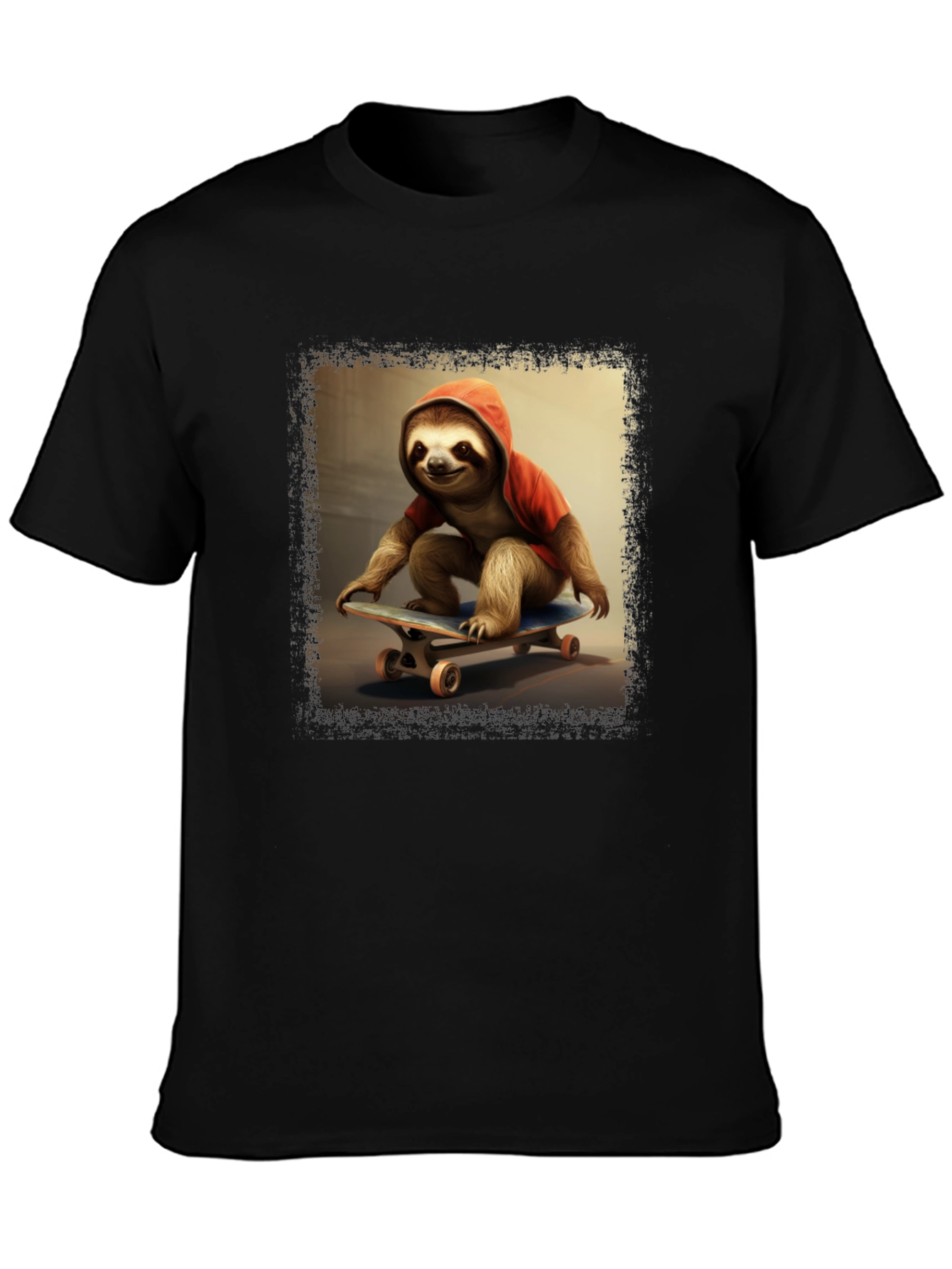 Black Sloth Skateboarder T-Shirt - Cool & Unique Design view 3