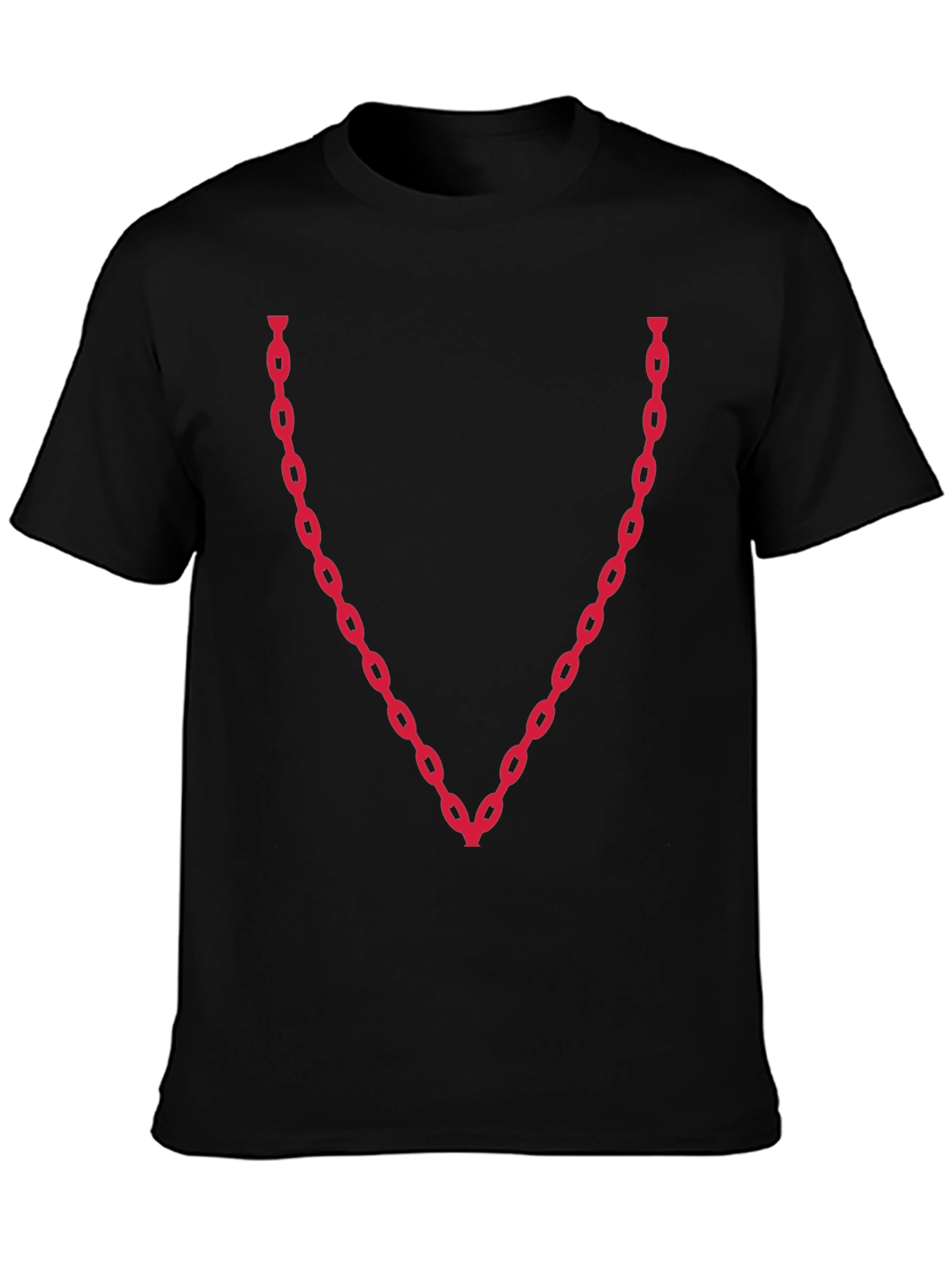 Black Chain V-Neck Graphic Tee - Bold & Stylish view 3
