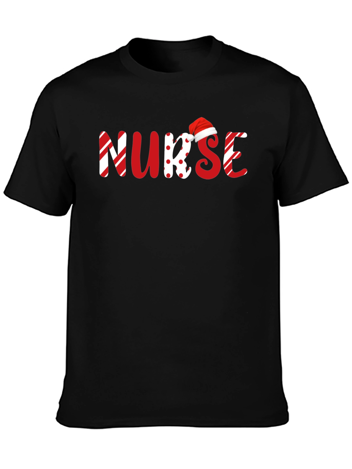 Black Nurse Christmas Themed T-Shirt view 3