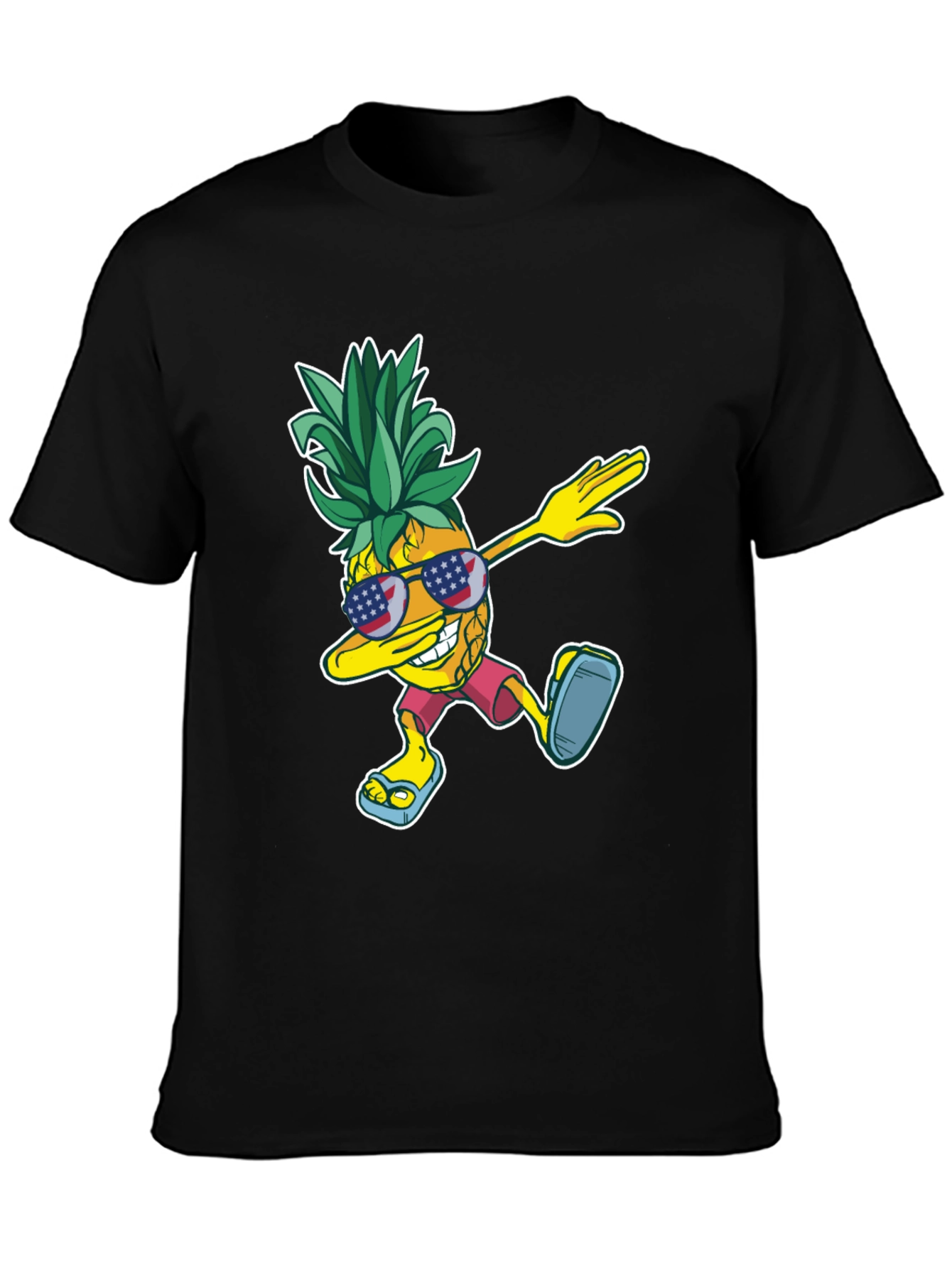 Black Dabbing Pineapple Graphic Tee - Patriotic Summer Style view 3