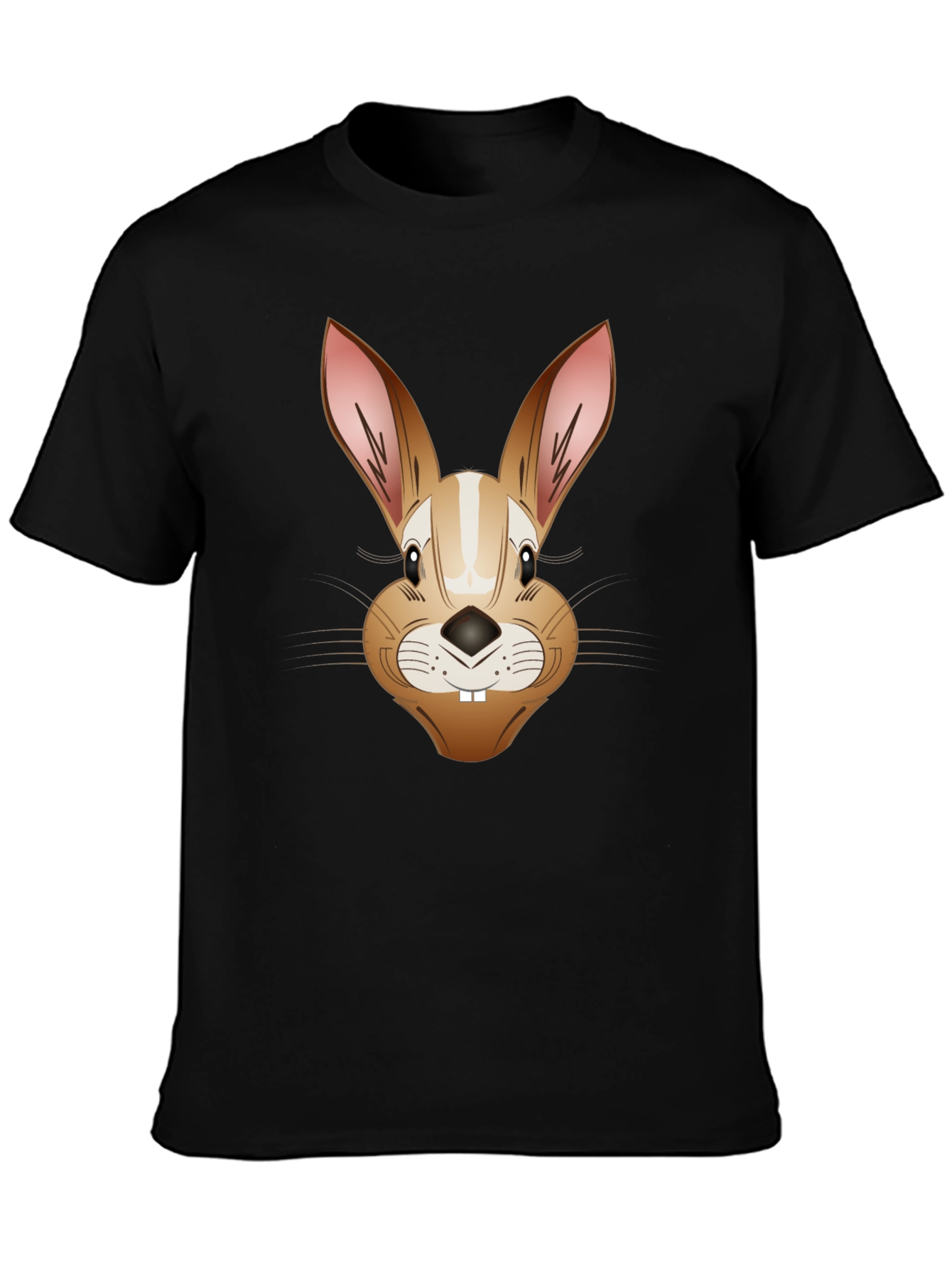 Funny Rabbit Face T-Shirt - Men's Black Tee - 3