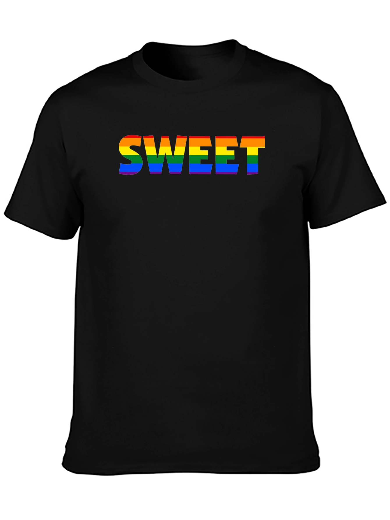Black Sweet Pride Rainbow Graphic T-Shirt view 3