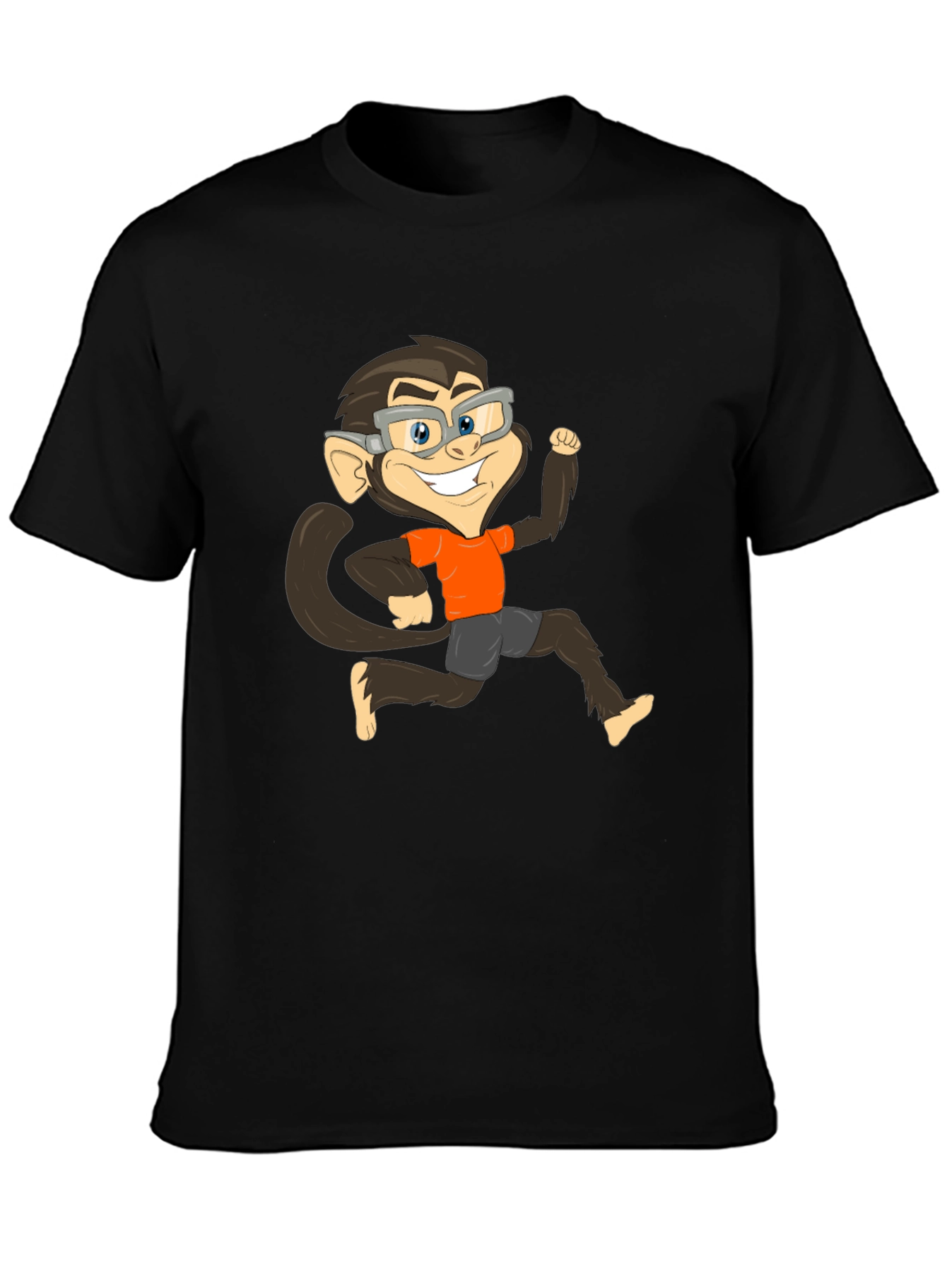 Black Monkey Cartoon Graphic T-Shirt view 3