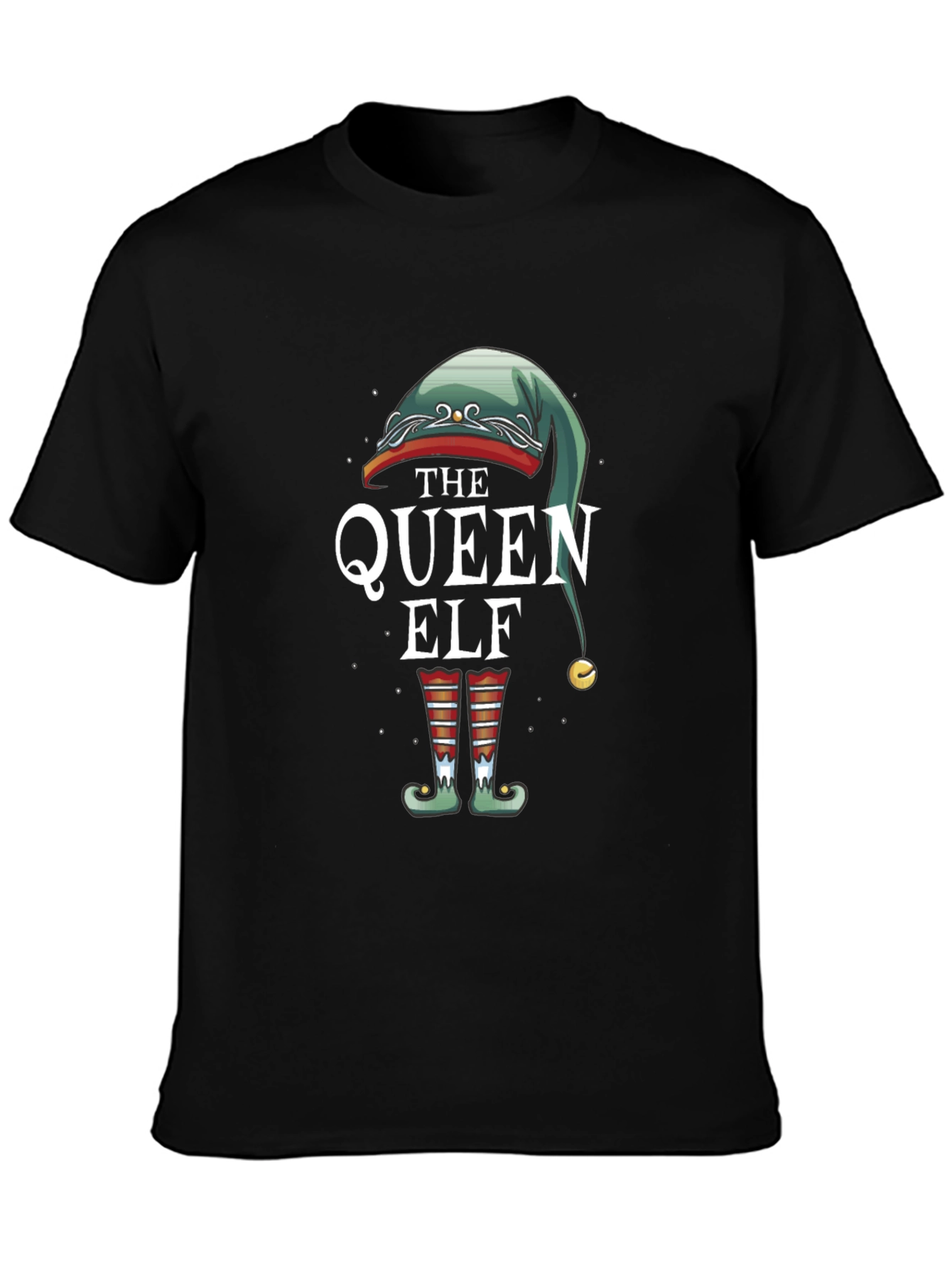 Black Queen Elf Graphic Tee - Holiday Festive Shirt view 3