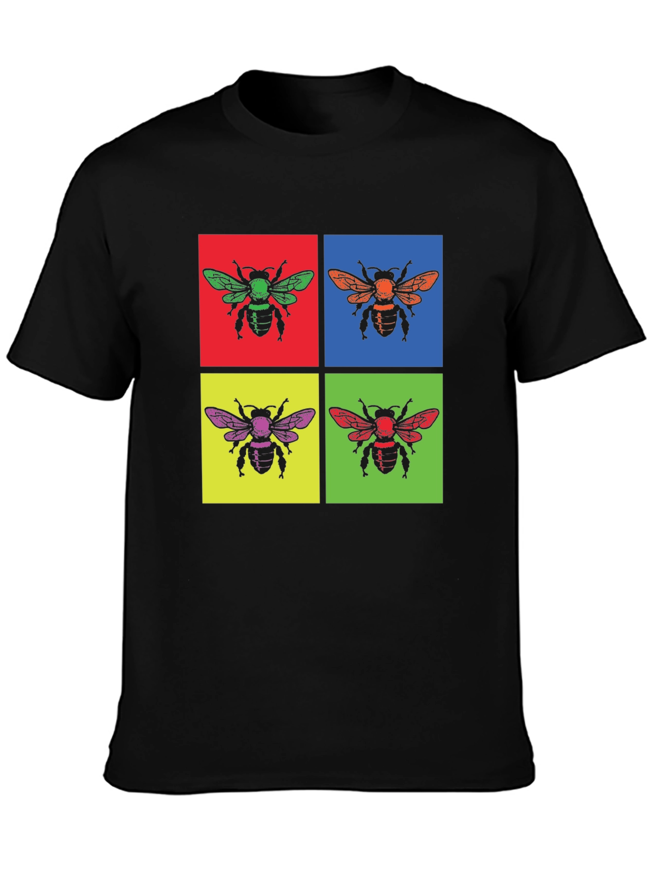 Black Retro Bee Pop Art Graphic Tee view 3