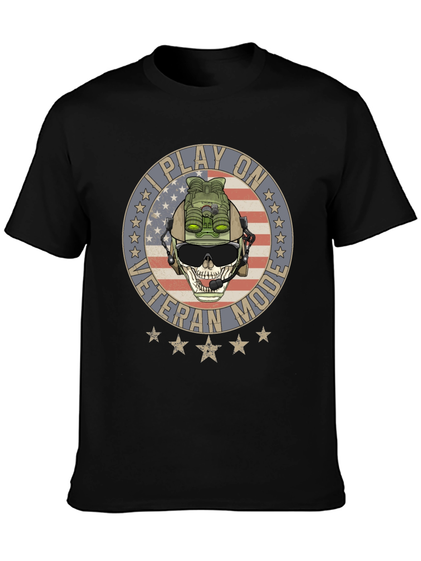 Black I Play on Veteran Mode Graphic T-Shirt view 3