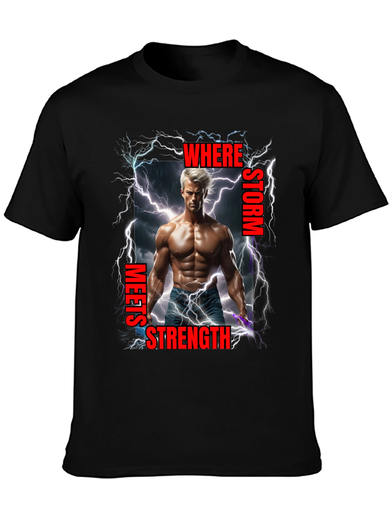 Black Storm Meets Strength Graphic T-Shirt view 3