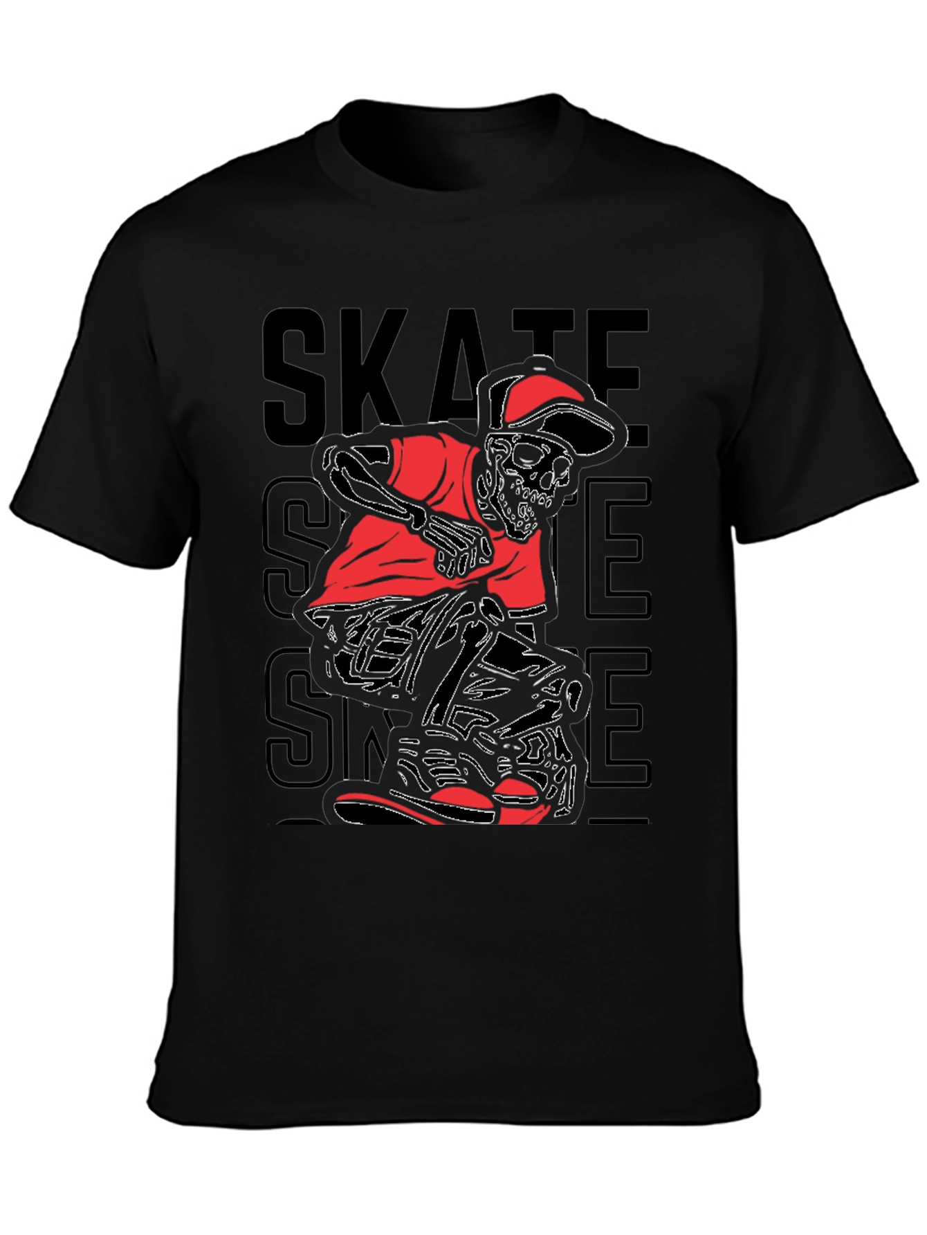 Black Skate Skeleton Graphic Tee - Edgy Style view 3