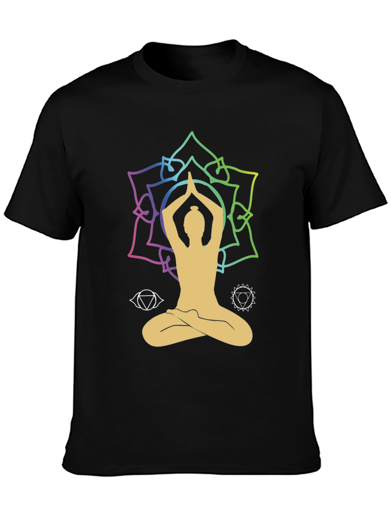 Black Yoga Lotus Chakra T-Shirt view 3