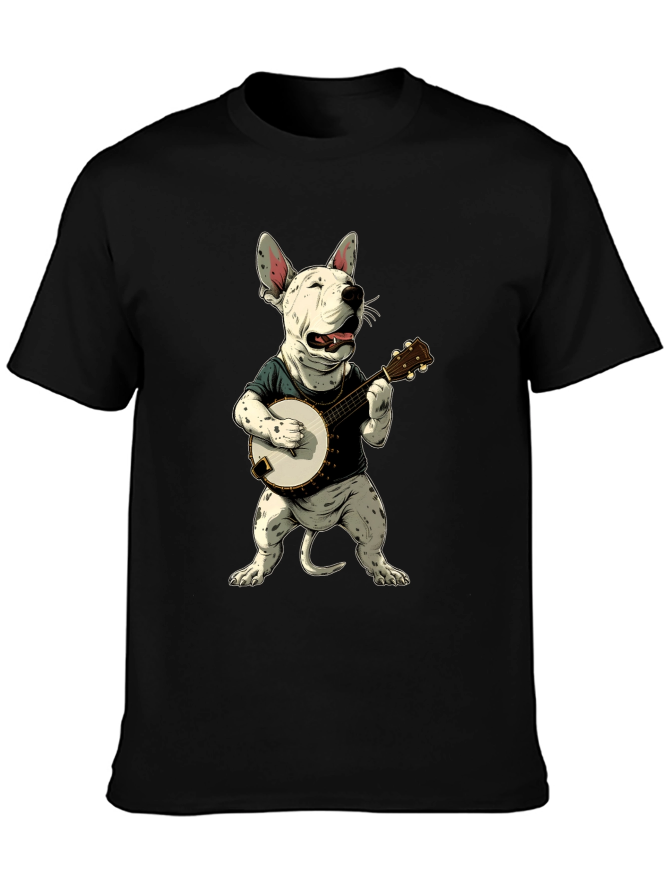 Black Dog Playing Banjo Graphic T-Shirt view 3