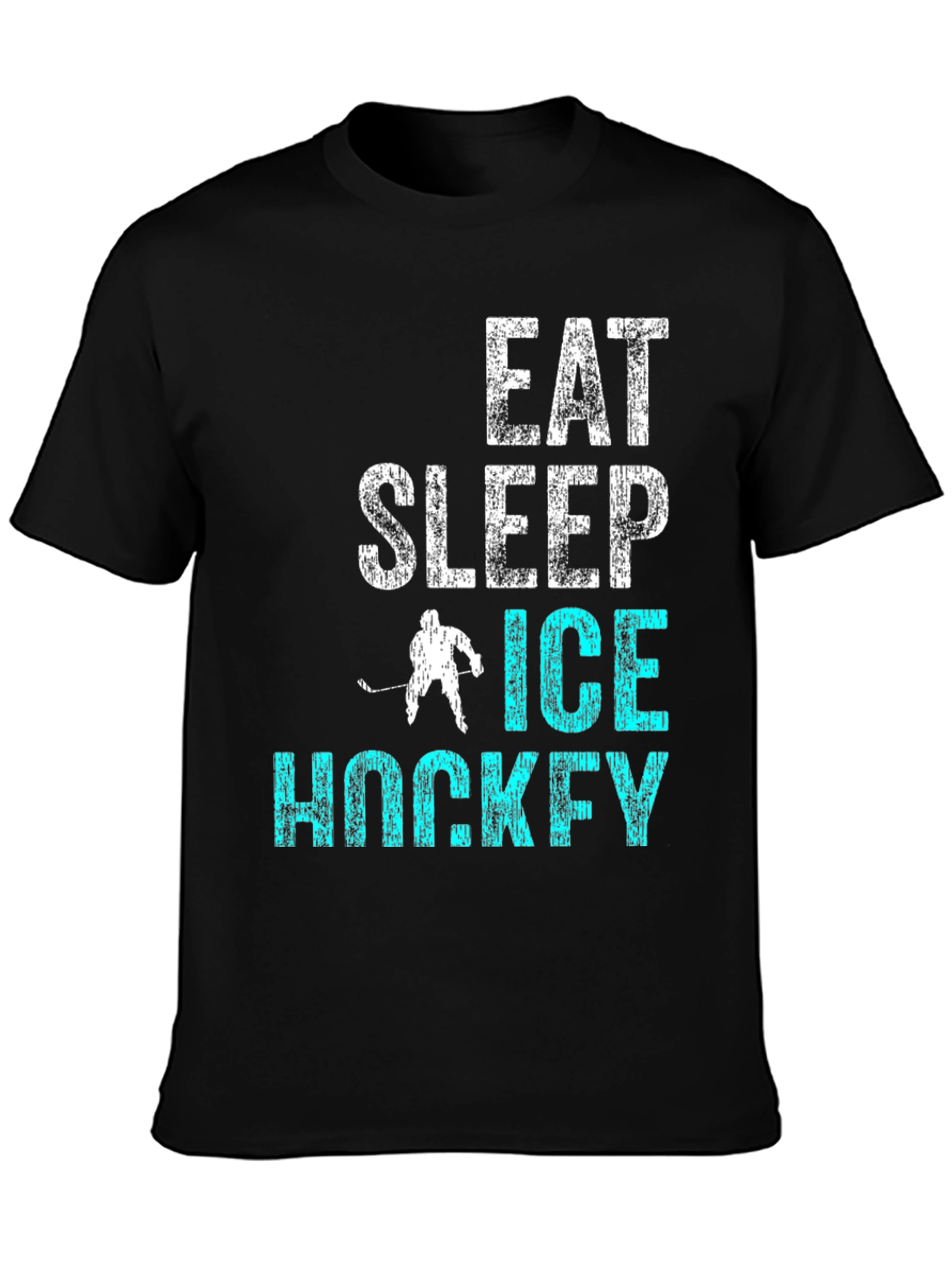 Black Eat Sleep Ice Hockey T-Shirt view 3