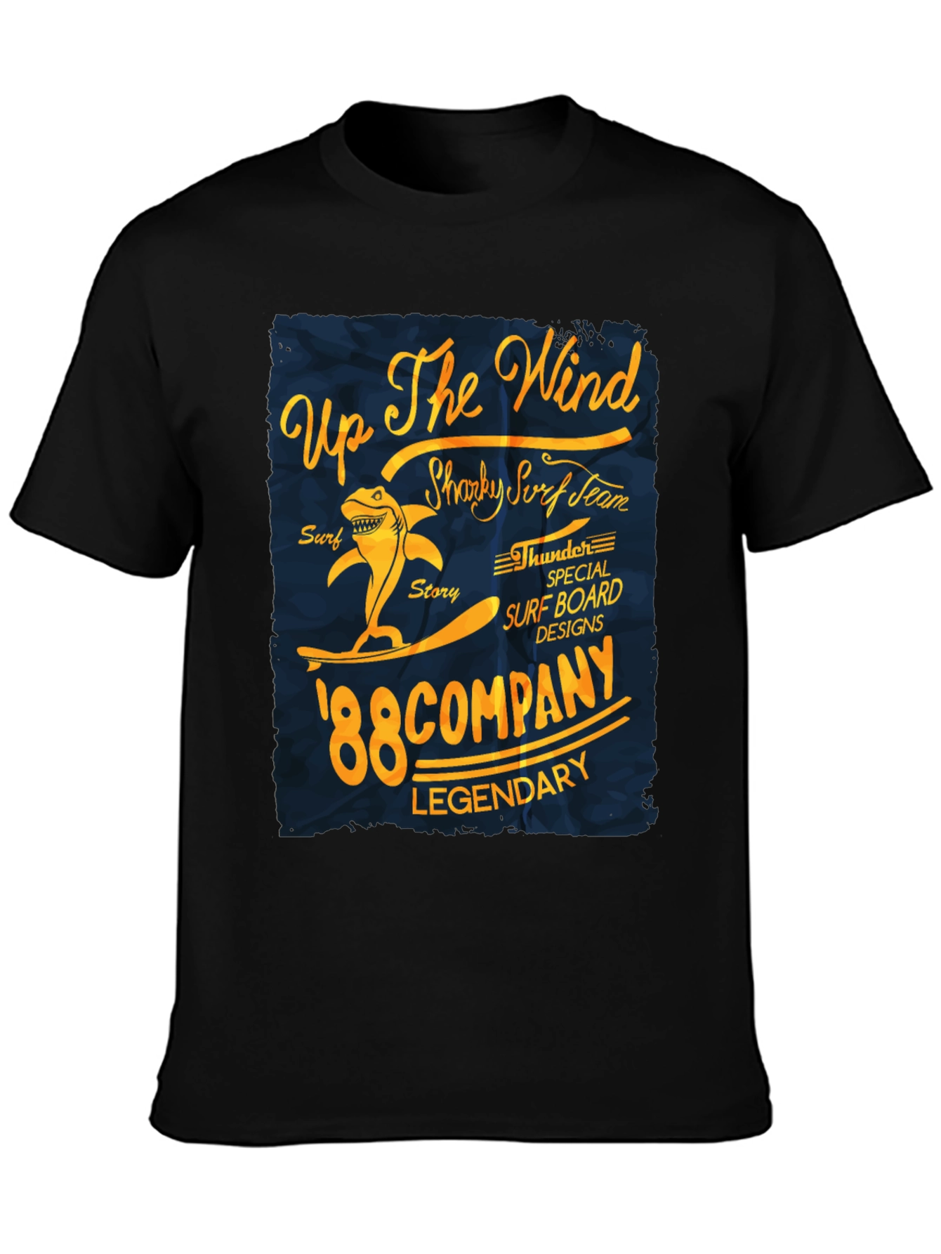 Black Sharky Surf Team T-Shirt: Up The Wind, '88 Company Legendary view 3