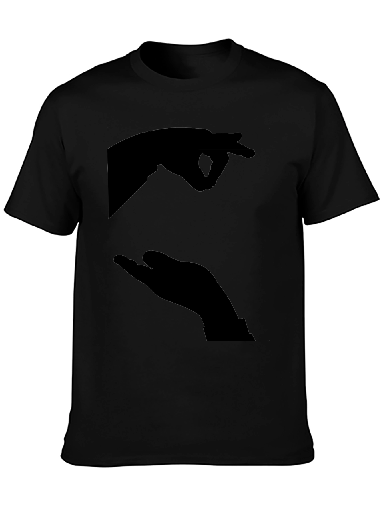 Black Funny Silhouette Hands Black T-Shirt view 3