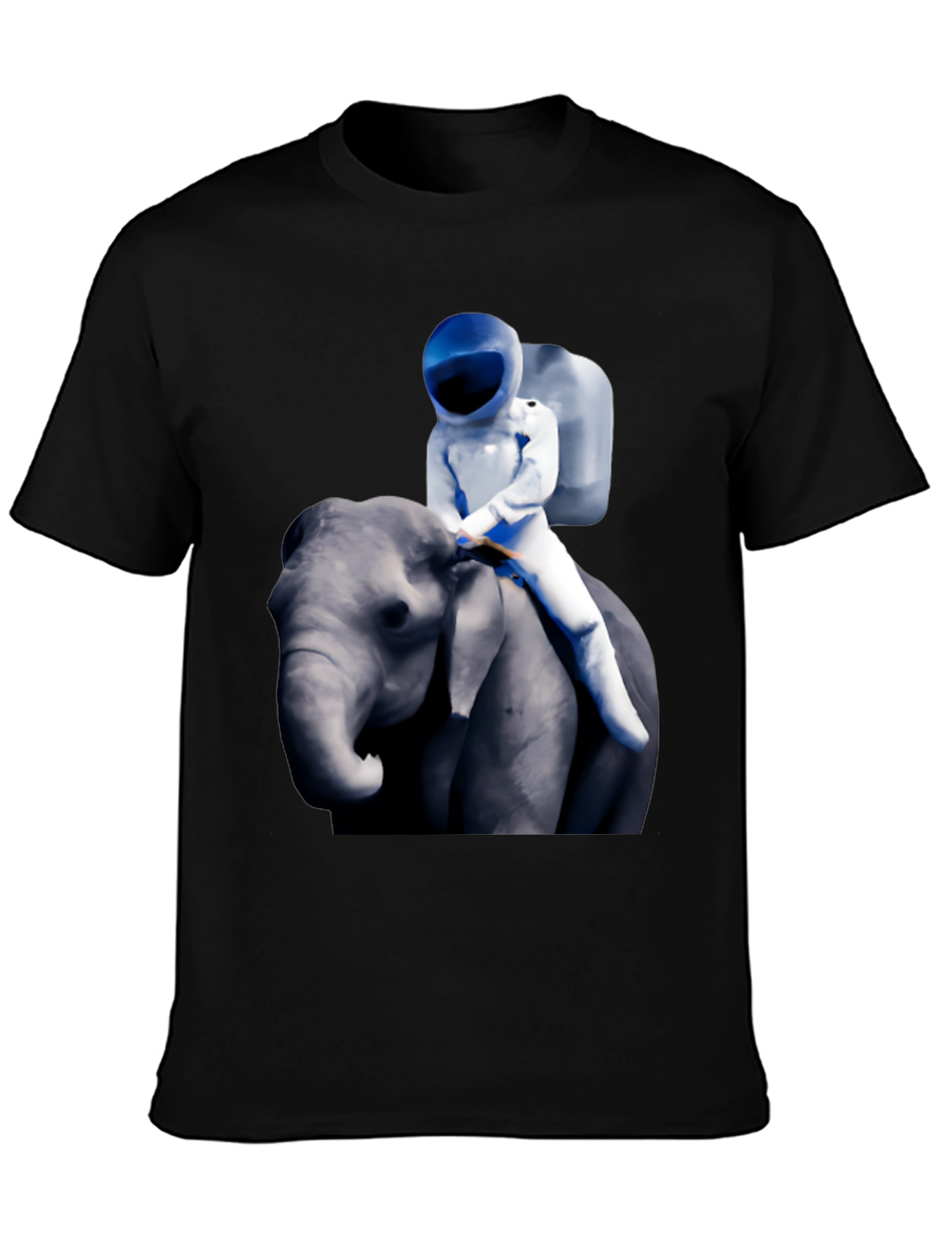 Black Astronaut Riding Elephant Graphic T-Shirt view 3