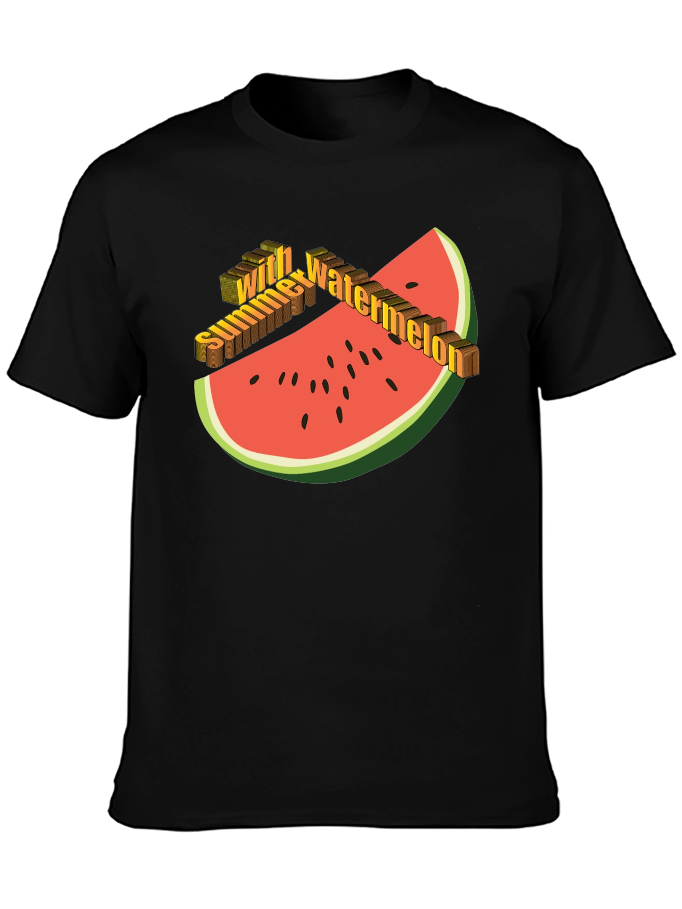 Black Summer Watermelon Graphic Tee view 3