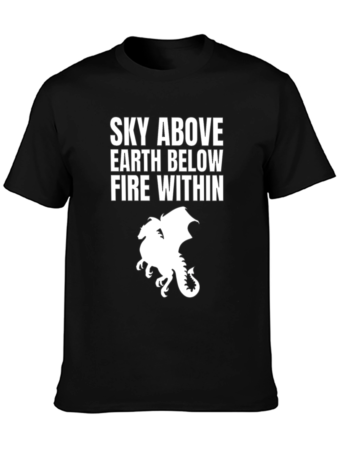 Black Sky Above Dragon Graphic Tee - Black Cotton T-Shirt view 3