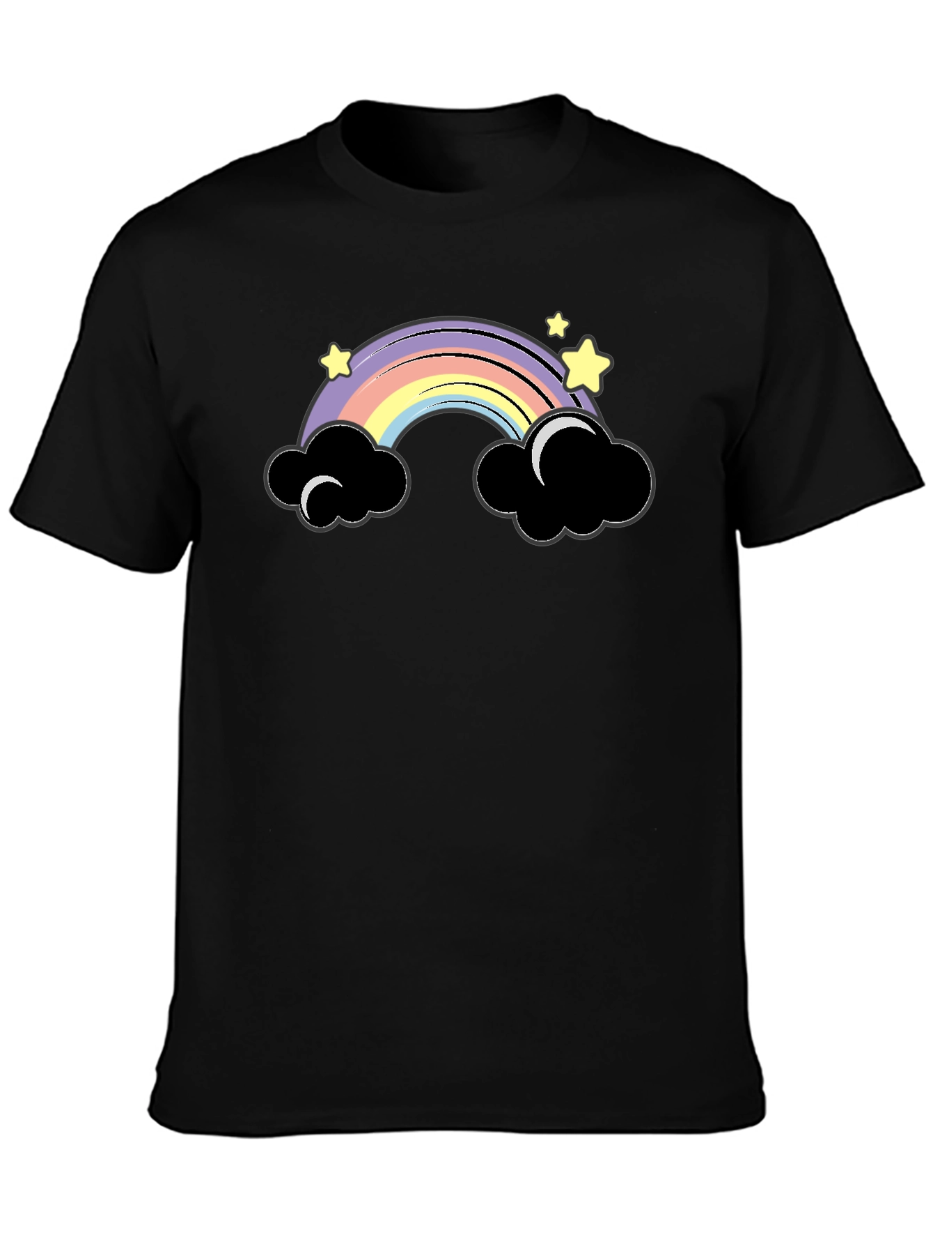 Black Rainbow Clouds Graphic Tee - Unisex Black T-Shirt view 3