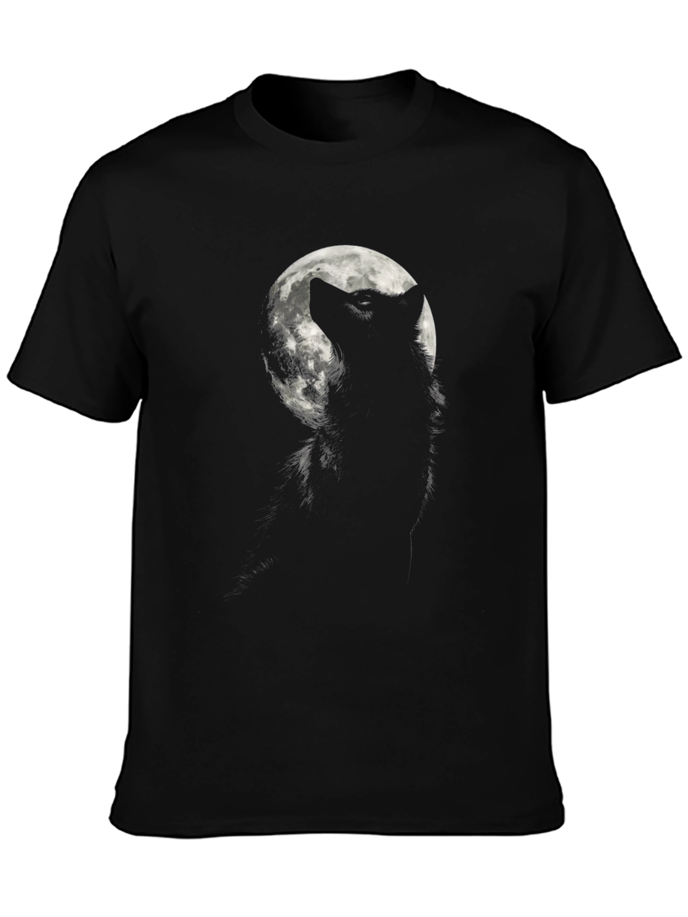 Black Wolf Moon Graphic Tee - Black Cotton T-Shirt view 3
