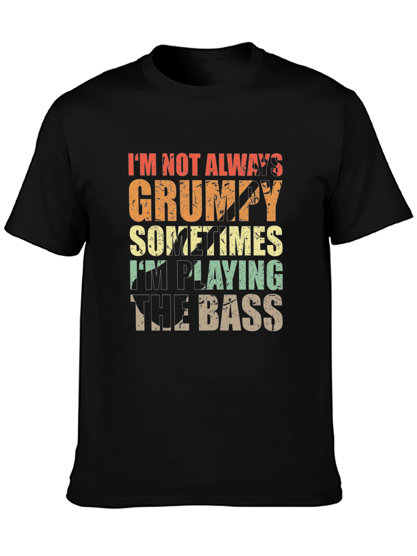 Black Grumpy Bass Player Black T-Shirt view 3