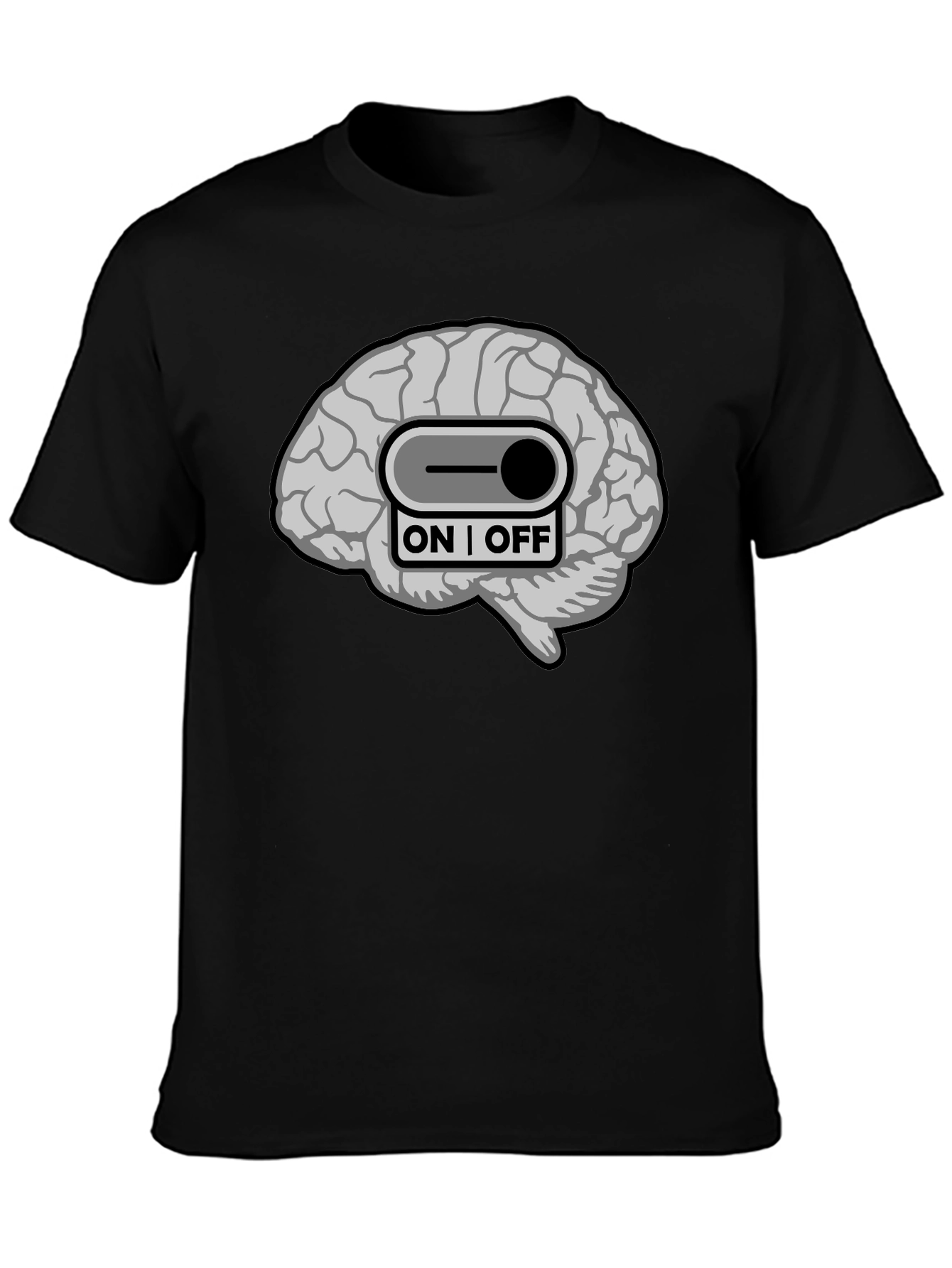 Black Brain On/Off Switch Graphic T-Shirt - Mens view 3