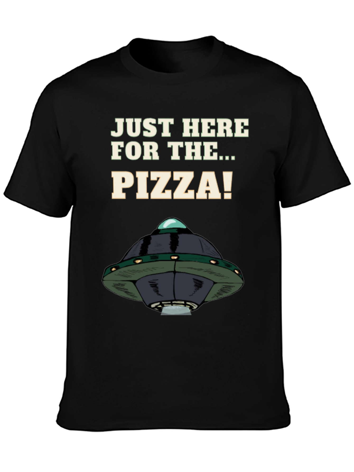 Black Pizza Alien T-Shirt - Funny Graphic Tee view 3