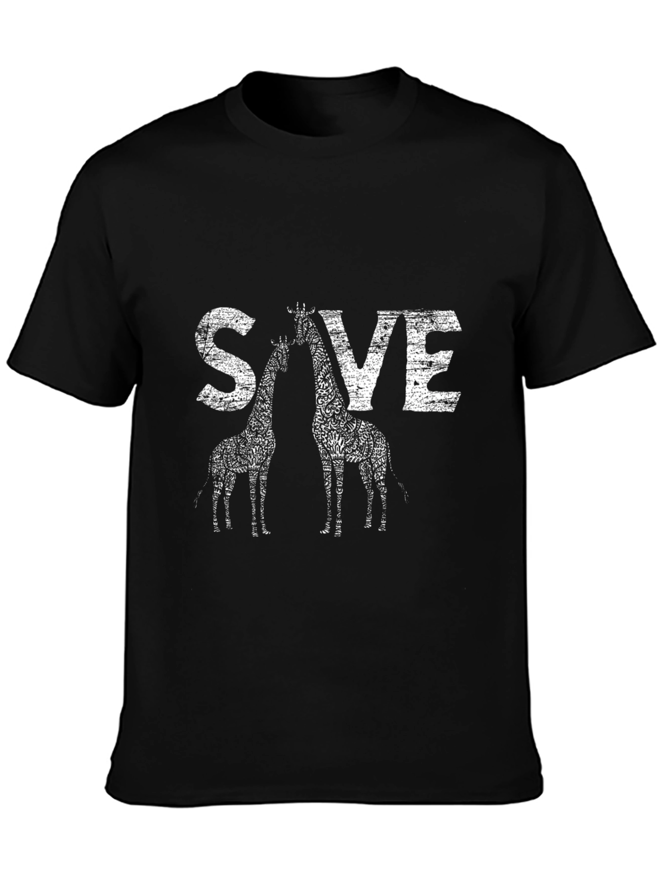 Black Save Giraffes Graphic Tee - Black Crew Neck view 3