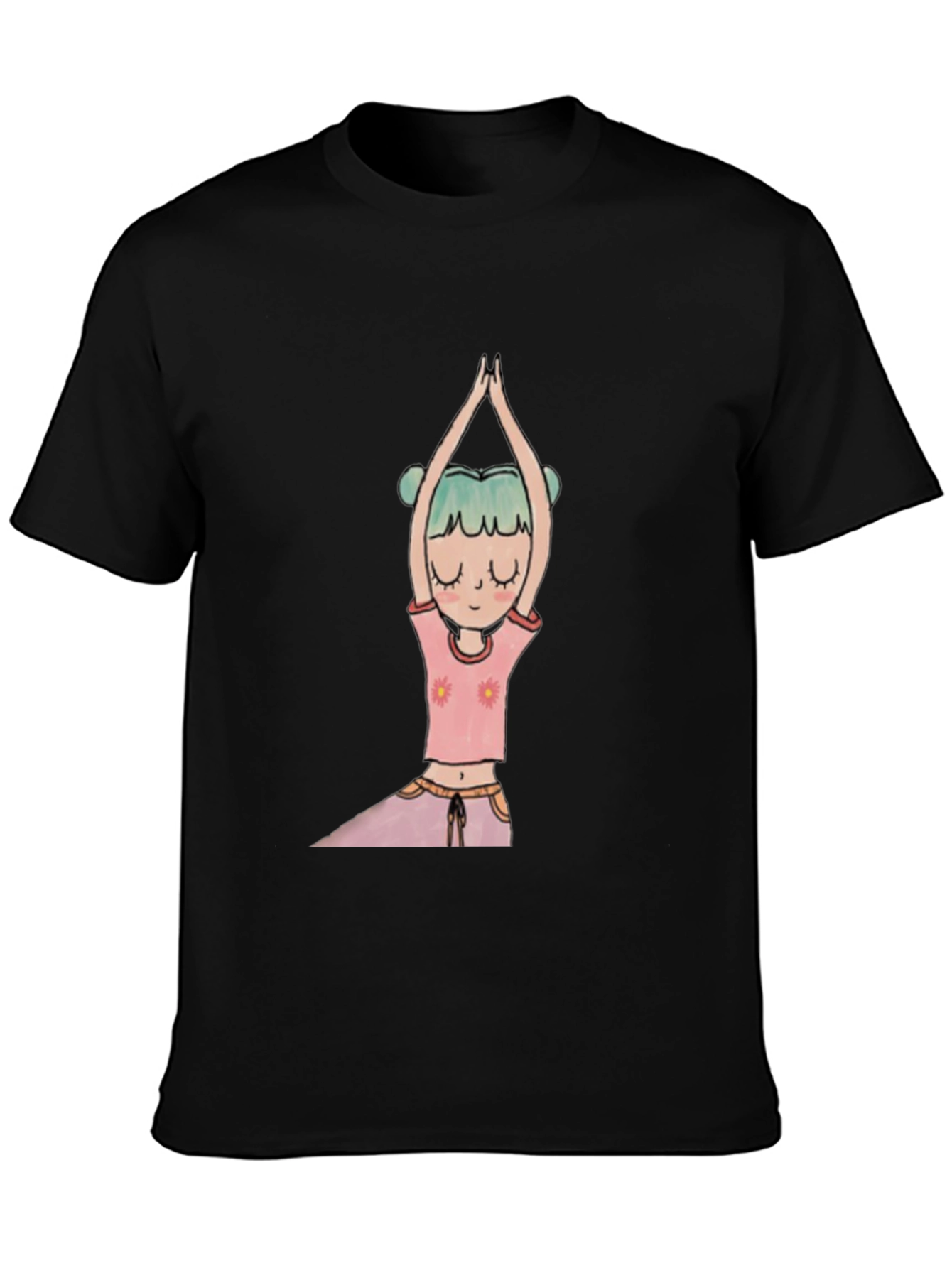 Black Yoga Girl Graphic Tee - Black Cotton Blend view 3