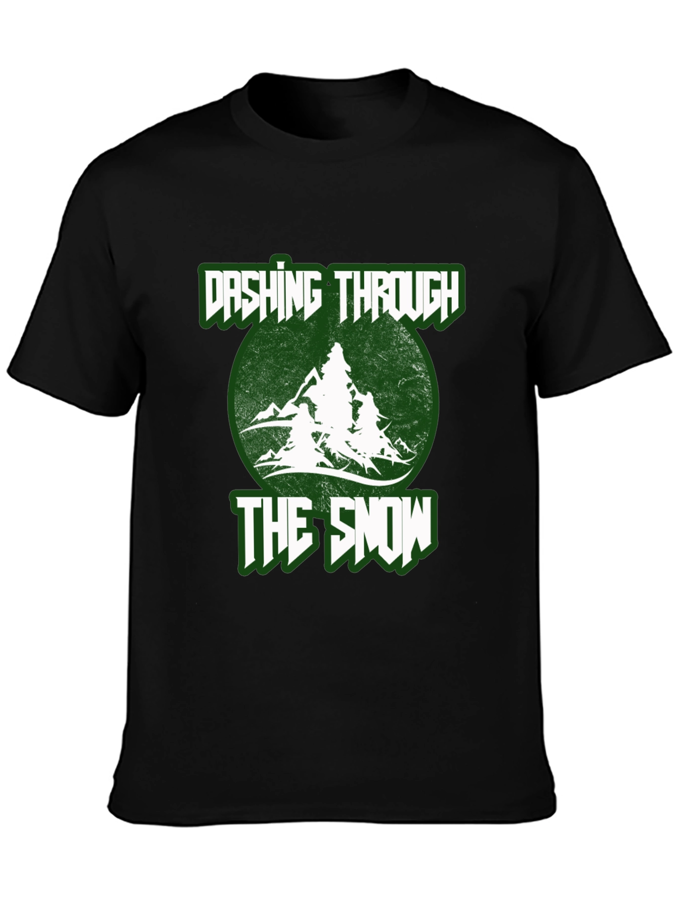 Black Dashing Through The Snow Holiday T-Shirt view 3