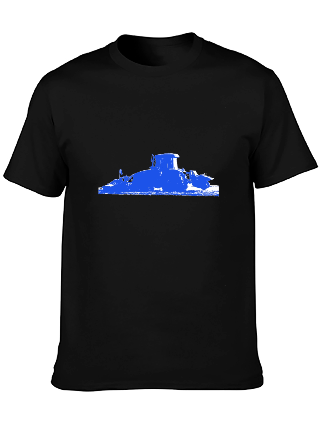 Black Blue Tractor Graphic Black T-Shirt view 3