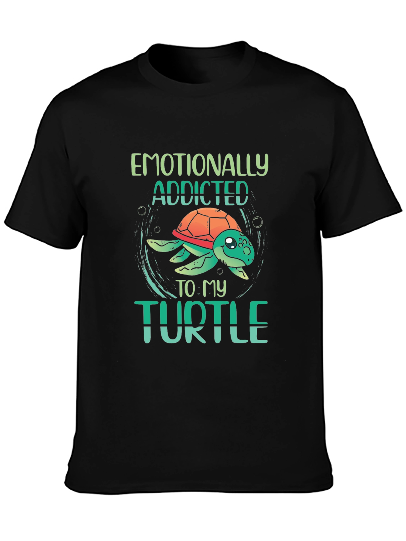 Black Emotionally Addicted to My Turtle Black T-Shirt view 3