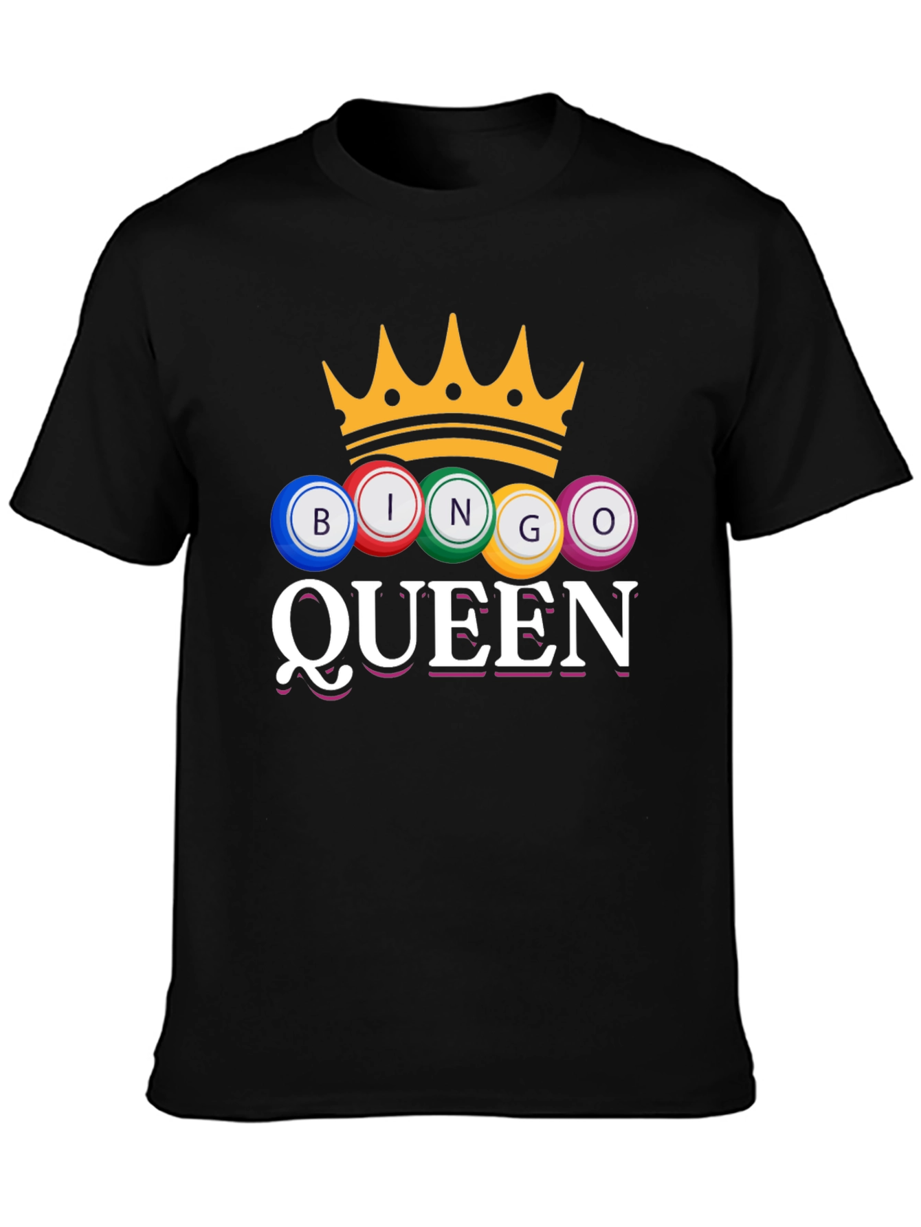 Black Bingo Queen T-Shirt Crown Game Night Tee view 3