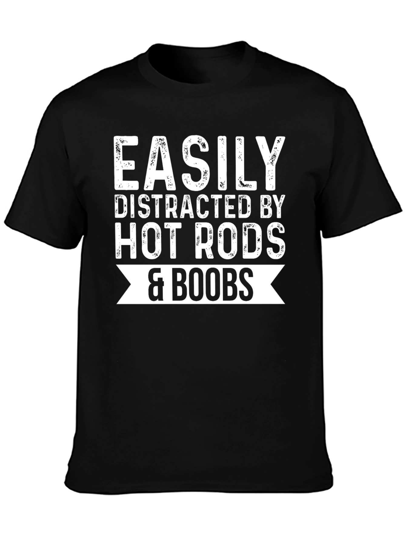 Black Easily Distracted Hot Rods & Boobs Graphic T-Shirt view 3