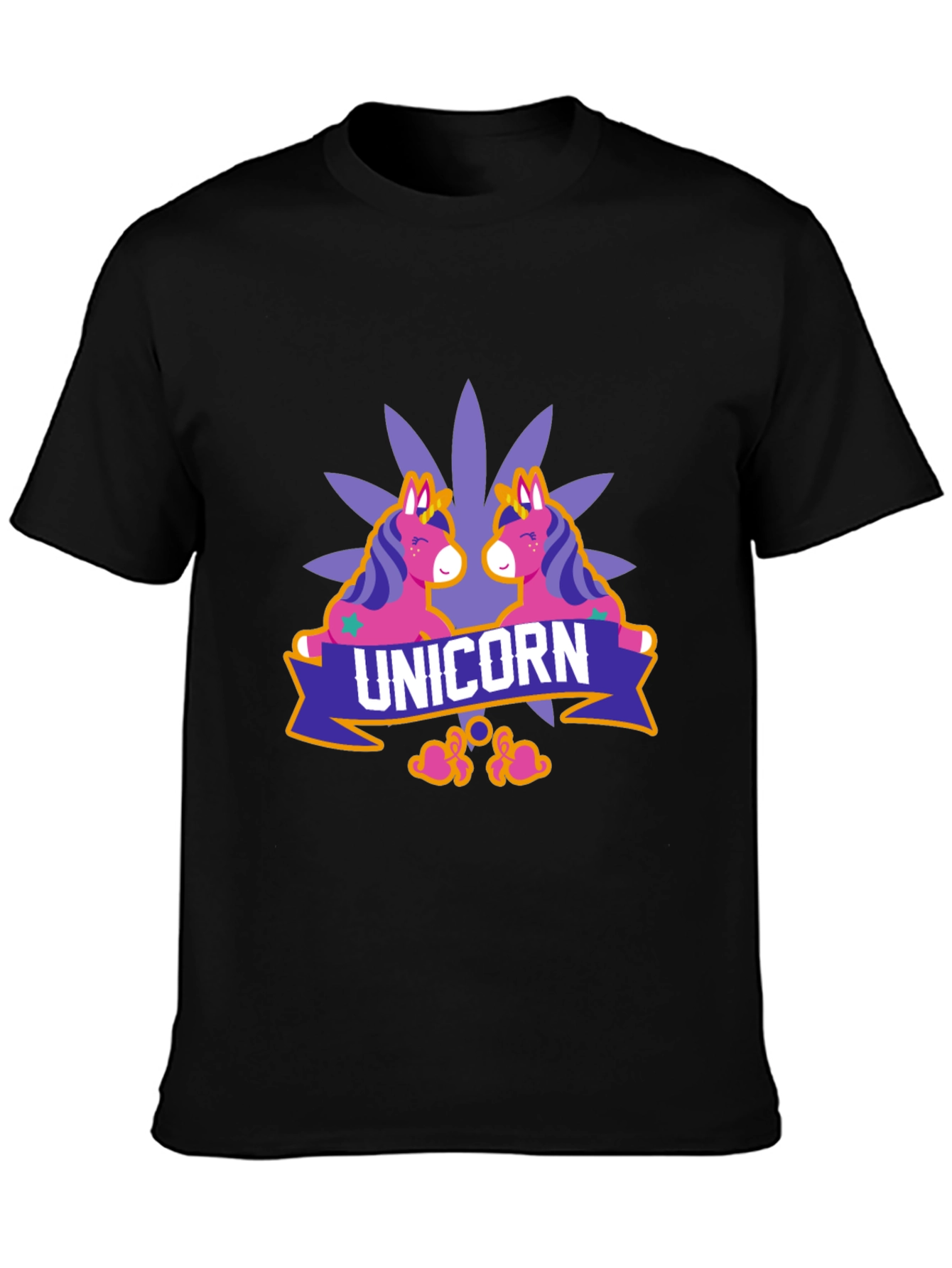 Black Unicorn Graphic Print Black T-Shirt view 3